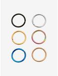 Steel Multicolor Metal Seamless Nose Hoop 6 Pack, MULTI, hi-res