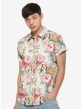 Tropical Corgi Vibes Short-Sleeve Woven Button-Up Hot Topic Exclusive, FLORAL, hi-res