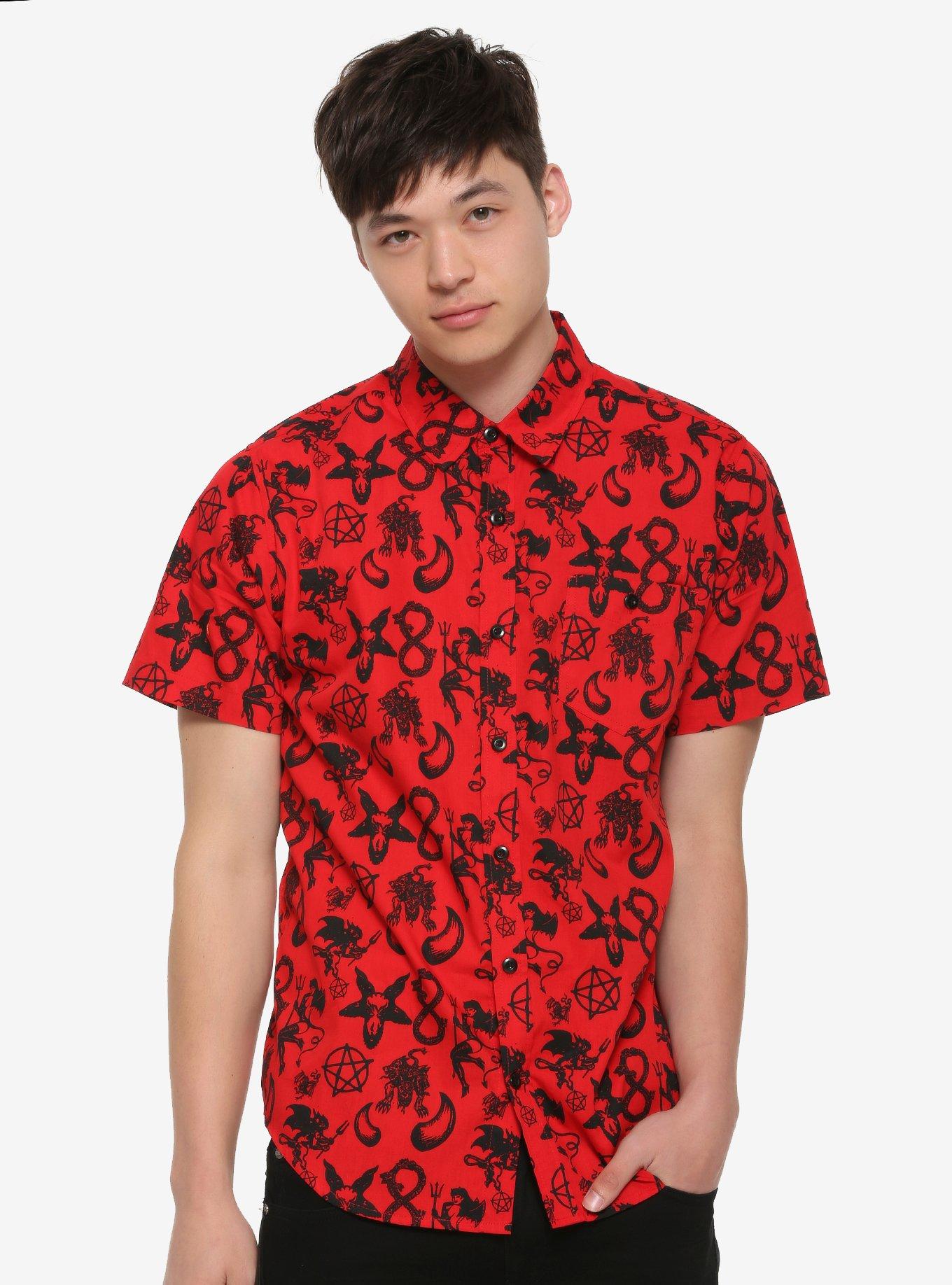 bagværk Udveksle Hubert Hudson Red Devil Woven Button-Up Hot Topic Exclusive | Hot Topic
