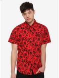 Red Devil Woven Button-Up Hot Topic Exclusive, RED, hi-res