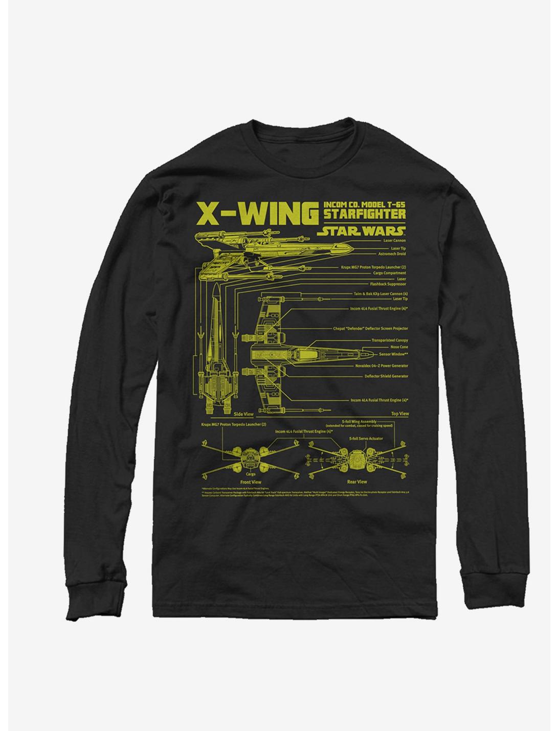 Star Wars X-Wing Schematic Long-Sleeve T-Shirt, BLACK, hi-res