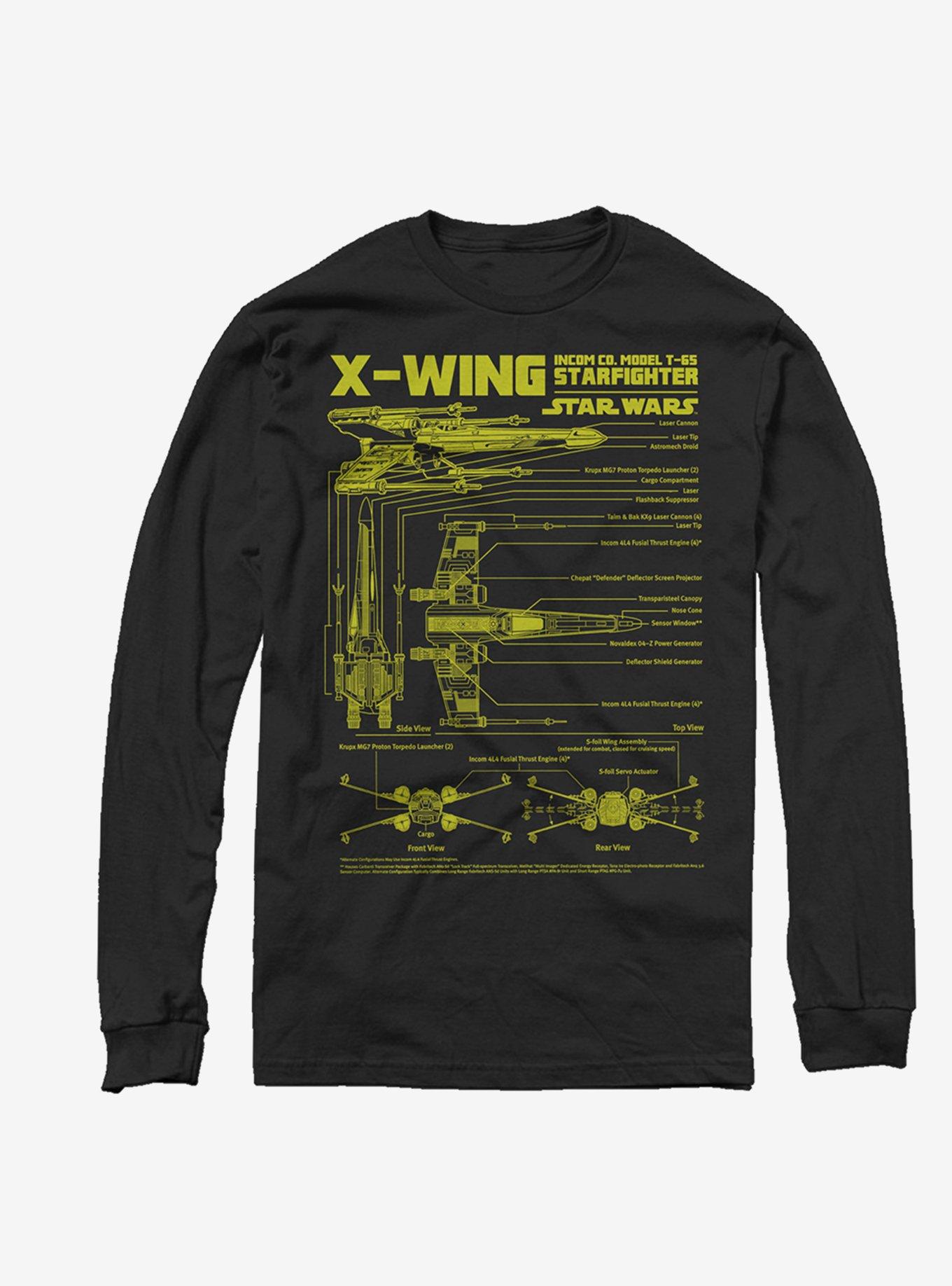 Star Wars X-Wing Schematic Long-Sleeve T-Shirt, BLACK, hi-res