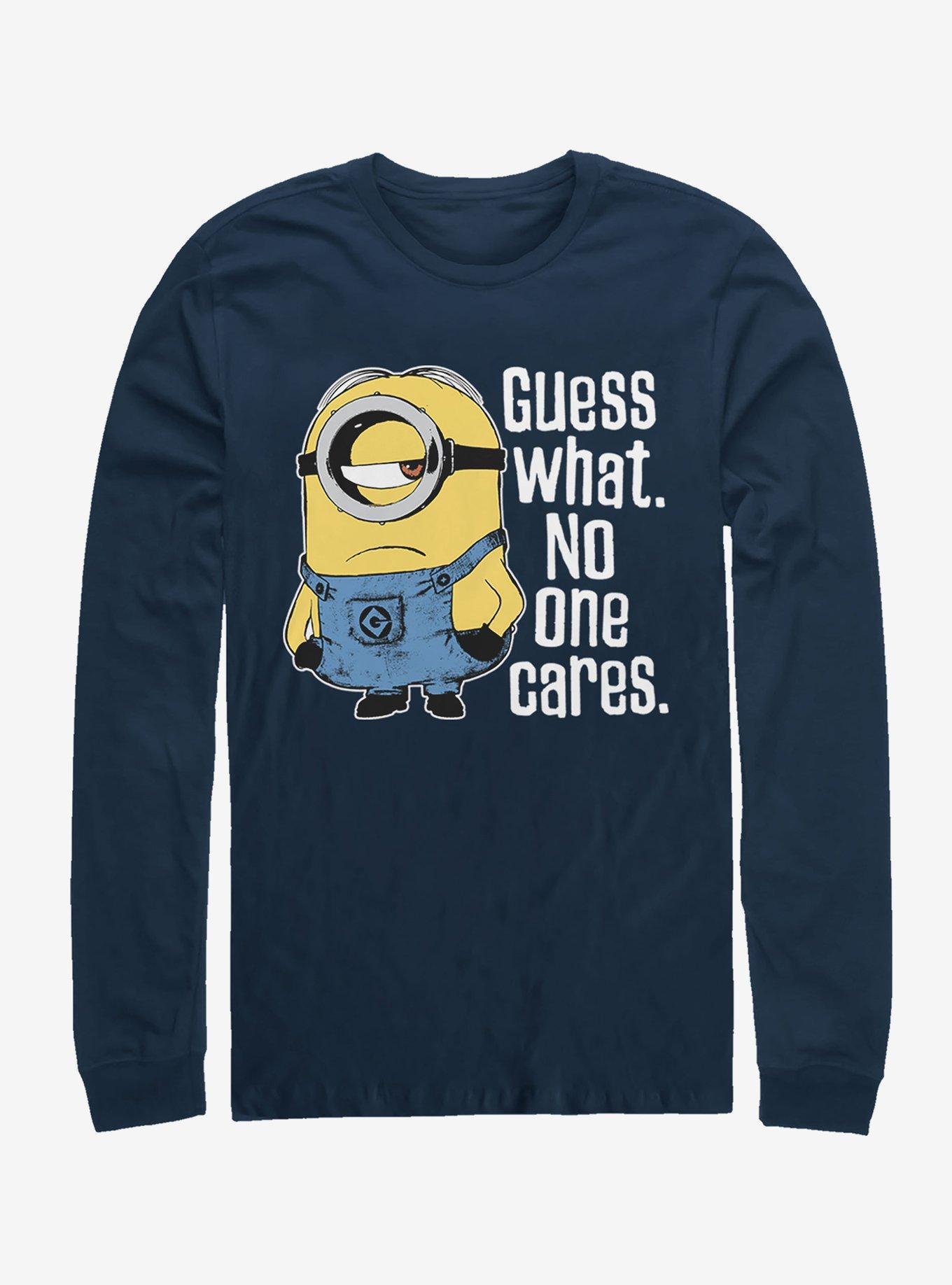 Minions No One Cares Long-Sleeve T-Shirt, NAVY, hi-res