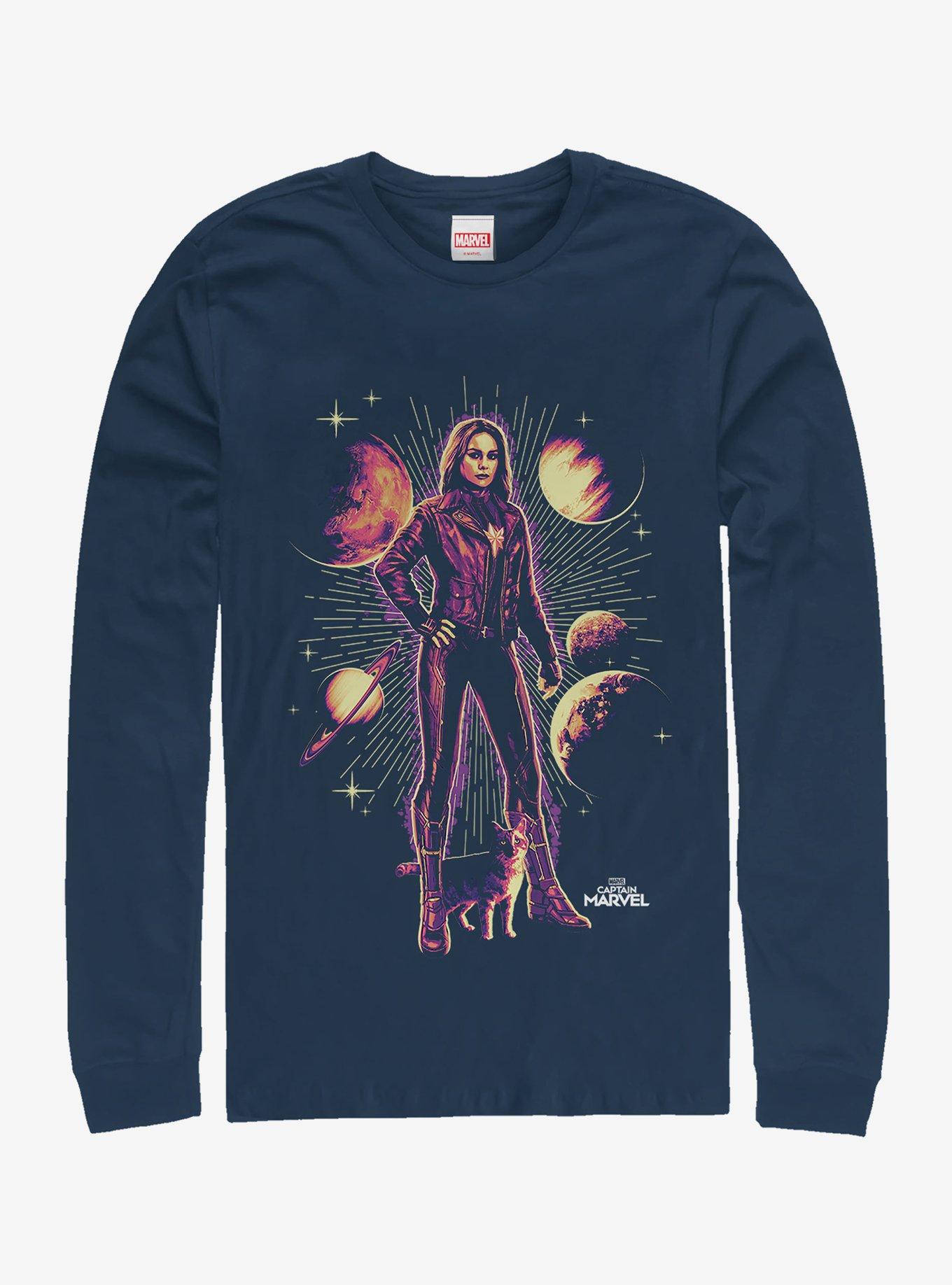 Marvel Captain Marvel Cat Planet Long-Sleeve T-Shirt, NAVY, hi-res