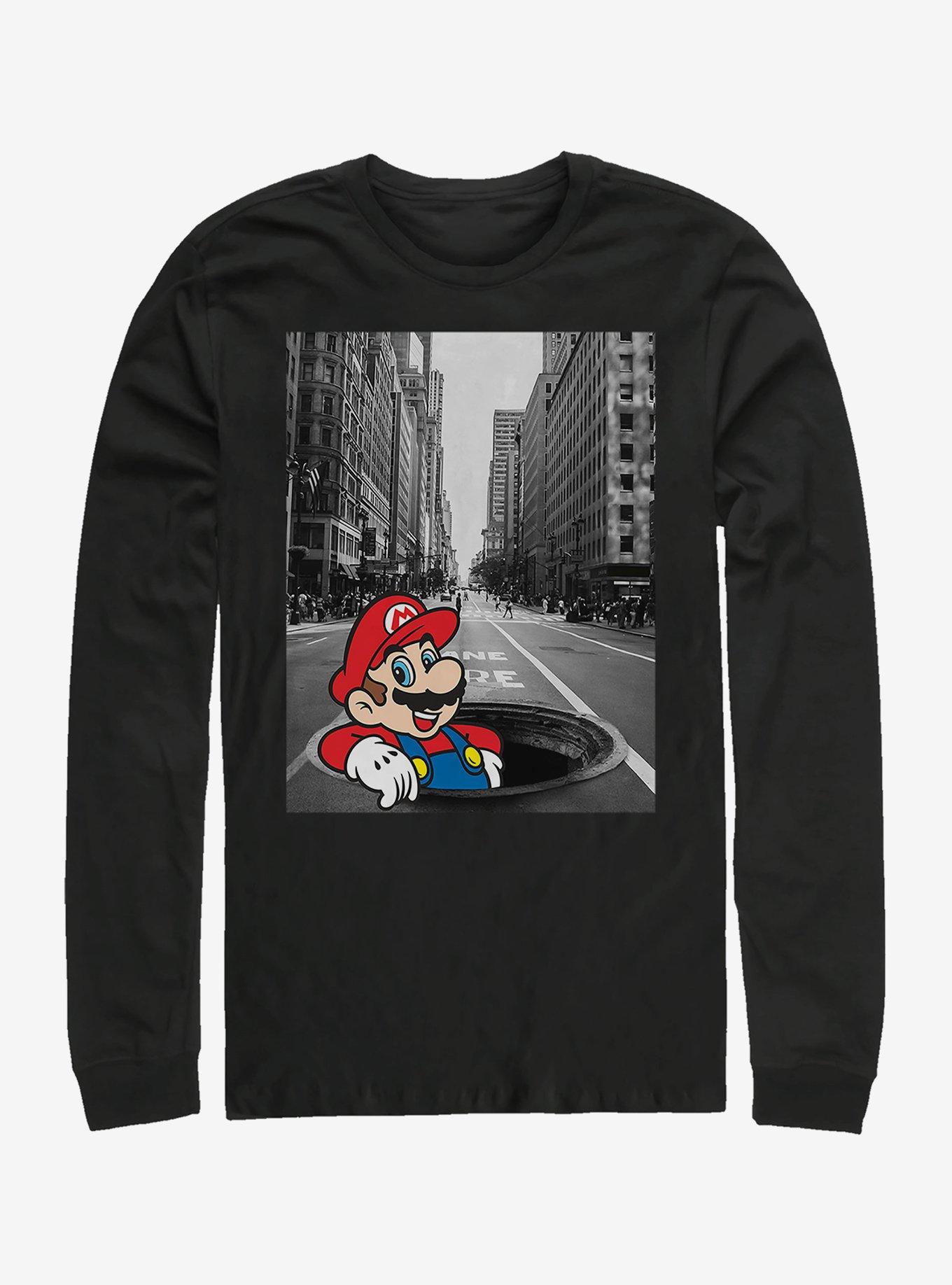 Super Mario Street Thinker Long-Sleeve T-Shirt, BLACK, hi-res