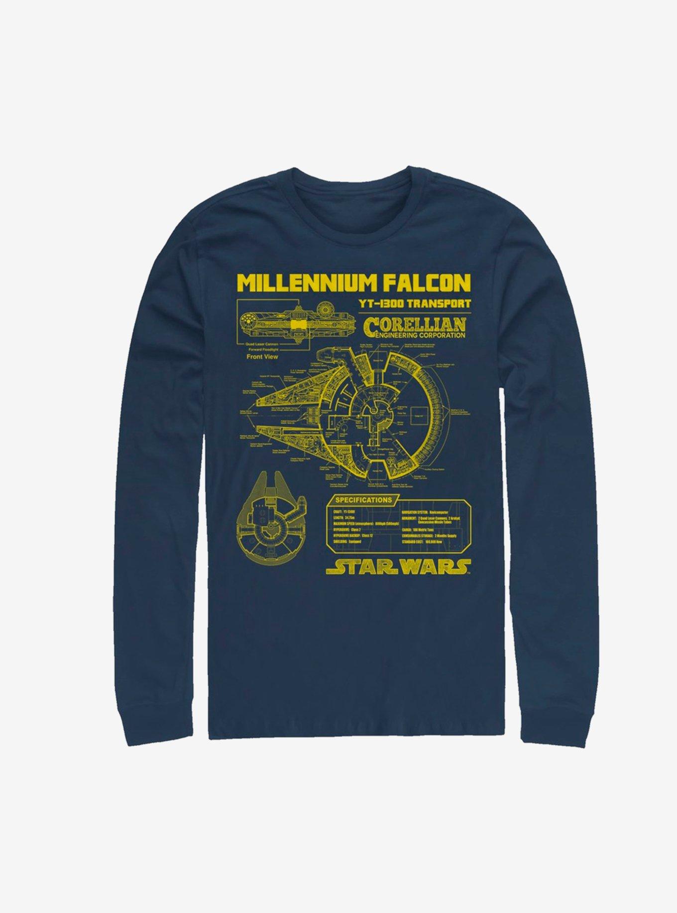 Star Wars Falcon Schematic Long-Sleeve T-Shirt, , hi-res