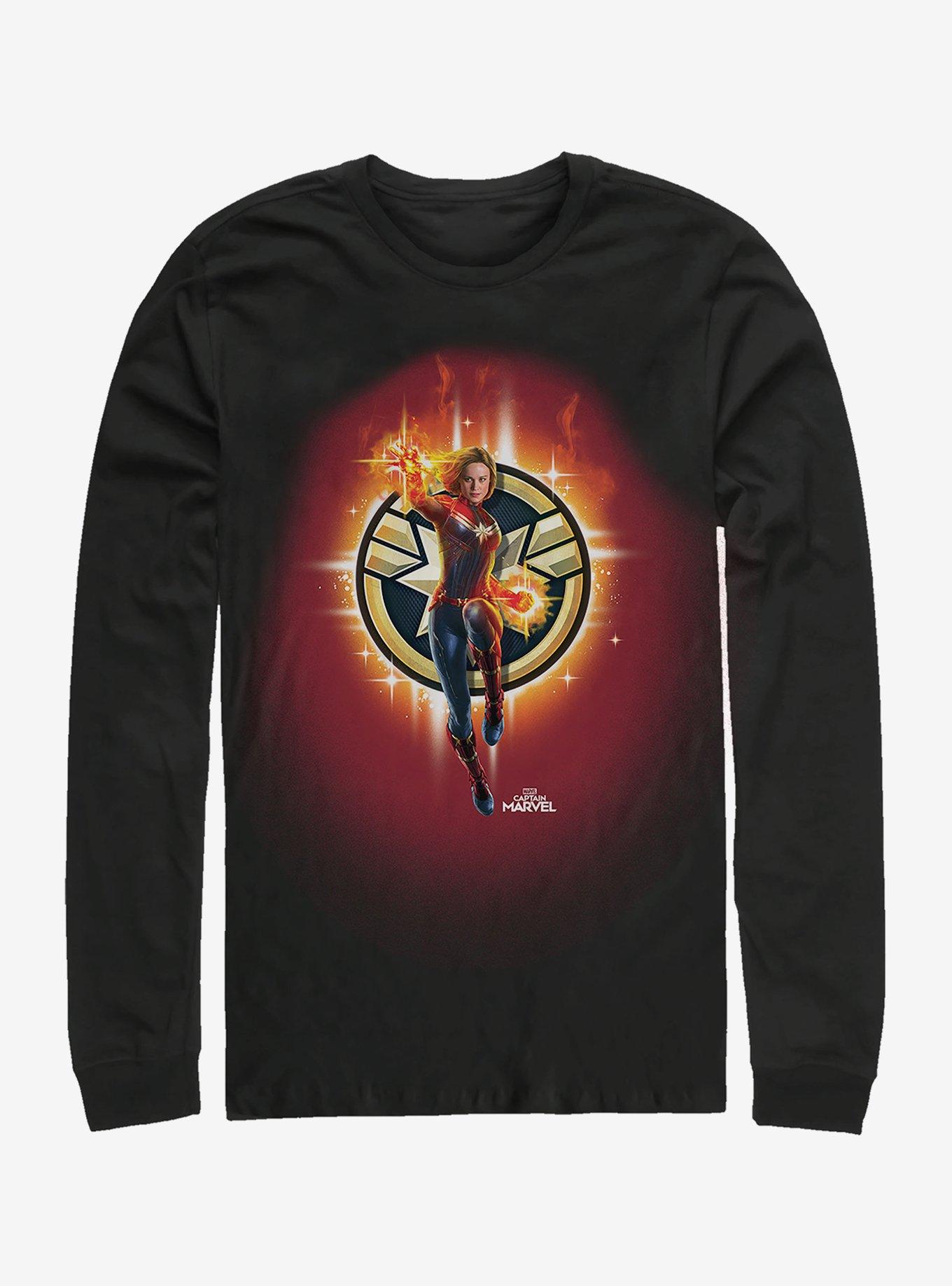 Marvel Captain Marvel Flame Logo Long-Sleeve T-Shirt, BLACK, hi-res