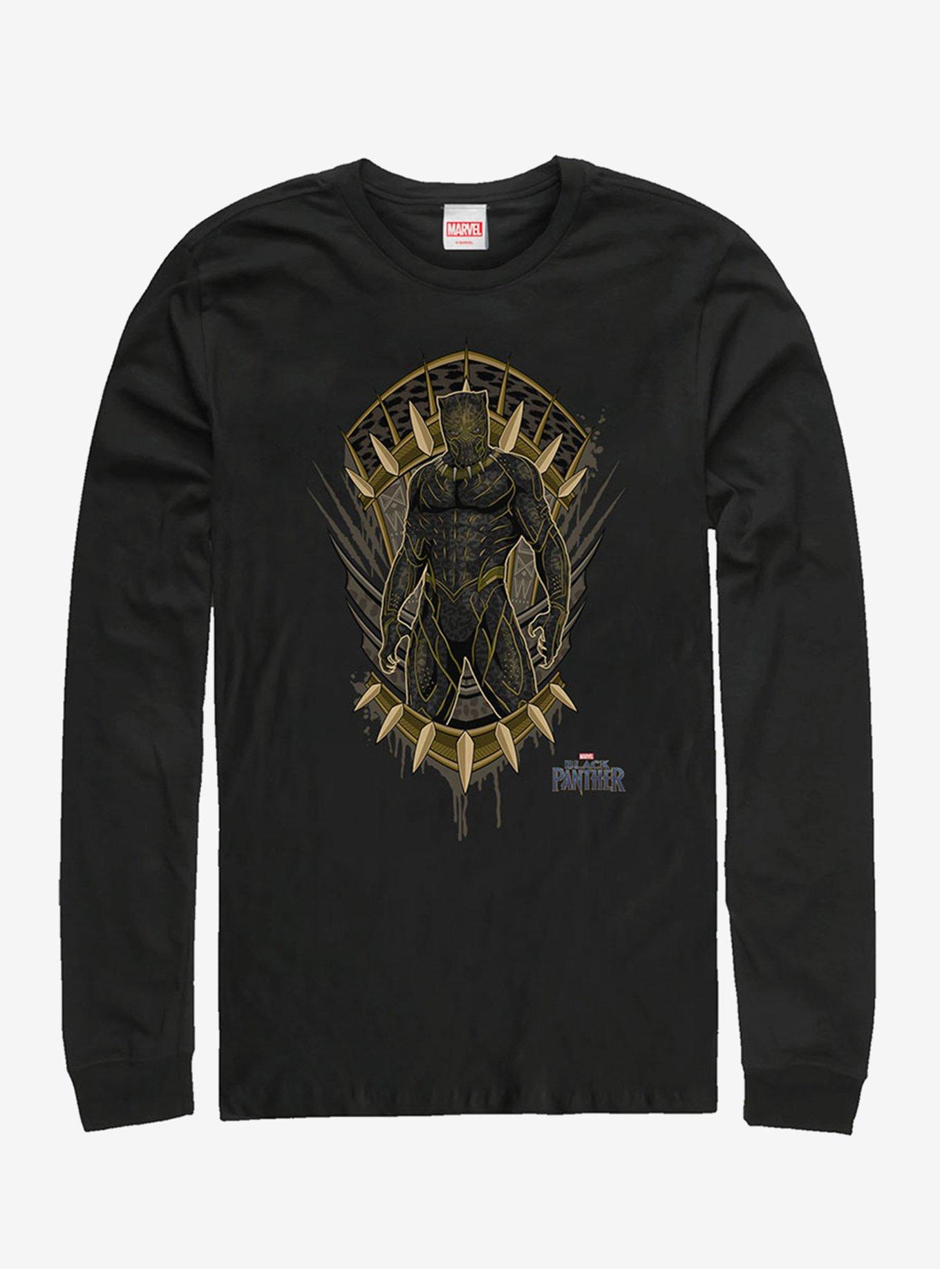 Marvel Black Panther Jaguar Crest Long-Sleeve T-Shirt, BLACK, hi-res