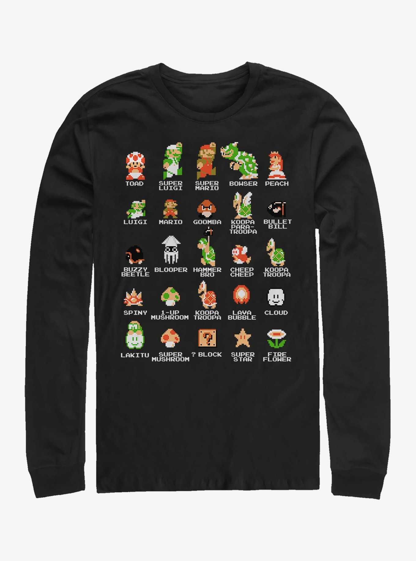 Super Mario Pixel Cast Long-Sleeve T-Shirt, , hi-res