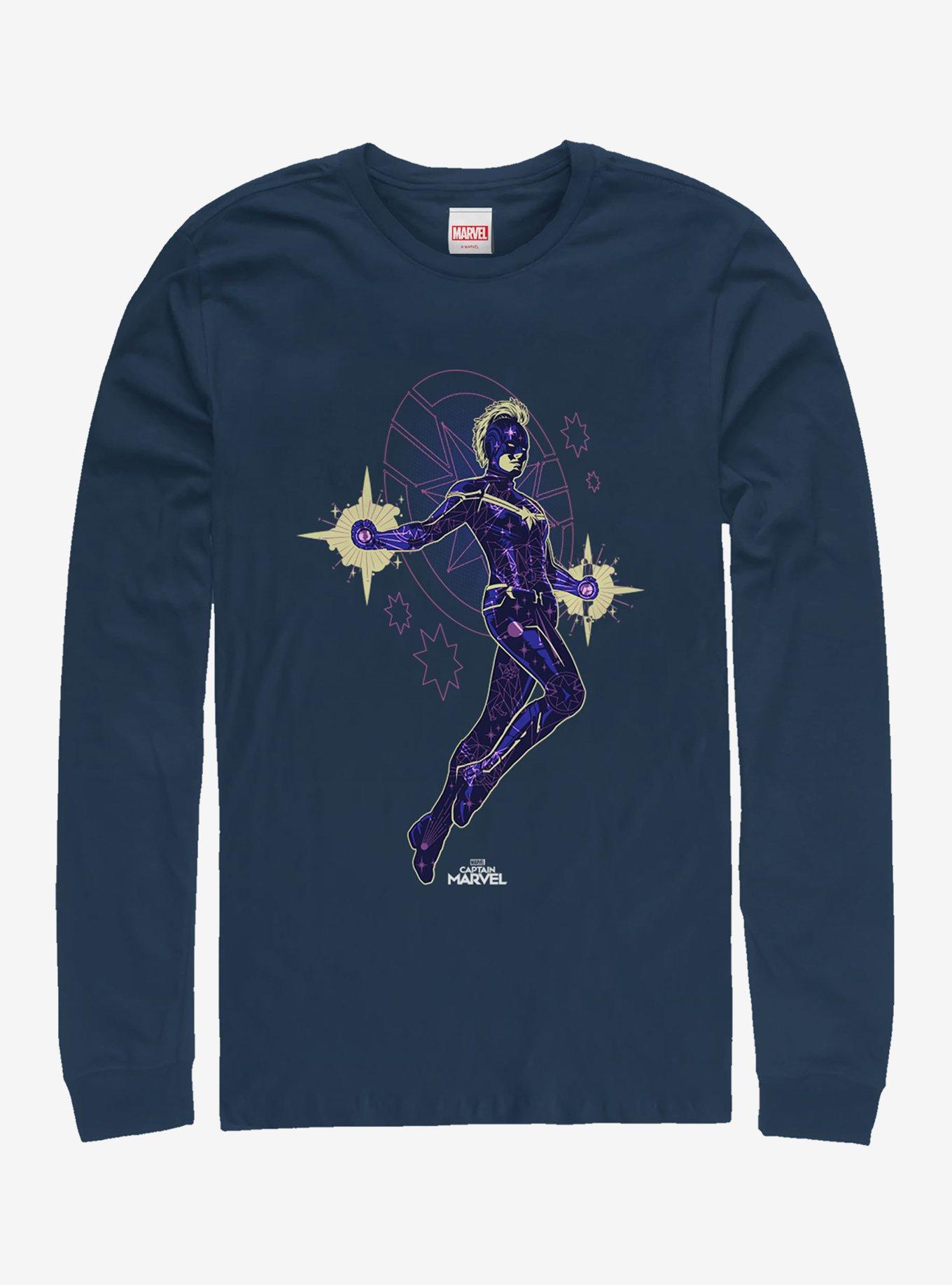 Marvel Captain Marvel Flying Star Long-Sleeve T-Shirt, NAVY, hi-res