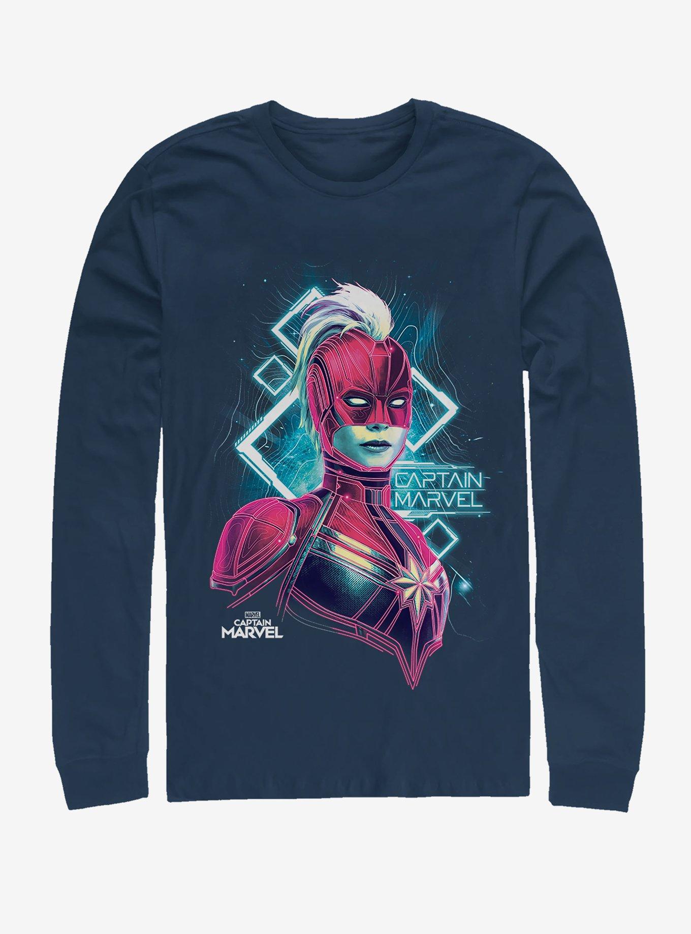 Marvel Captain Marvel Star Mapping Long-Sleeve T-Shirt, NAVY, hi-res