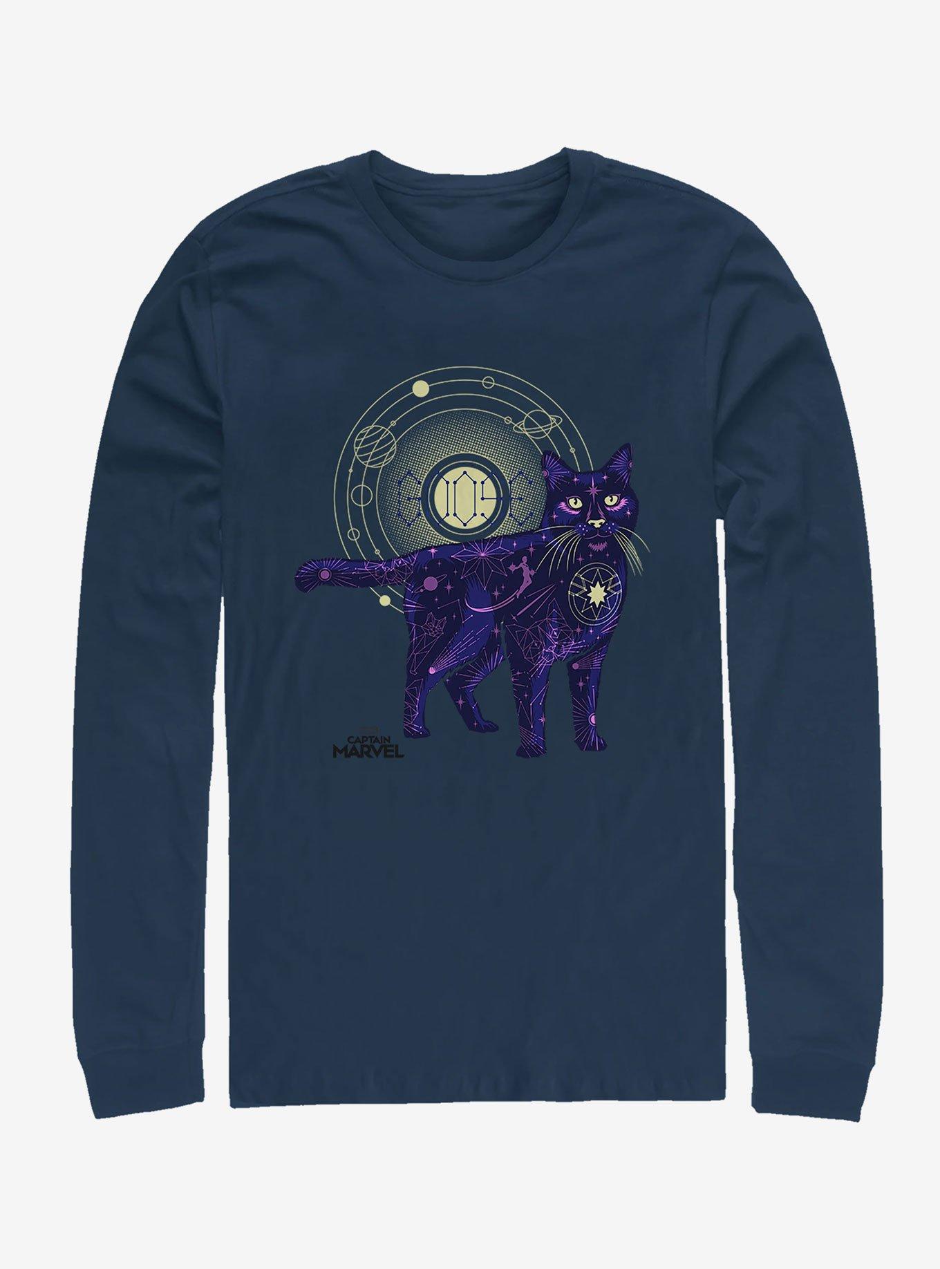 Marvel Captain Marvel Ghost Cat Long-Sleeve T-Shirt, NAVY, hi-res