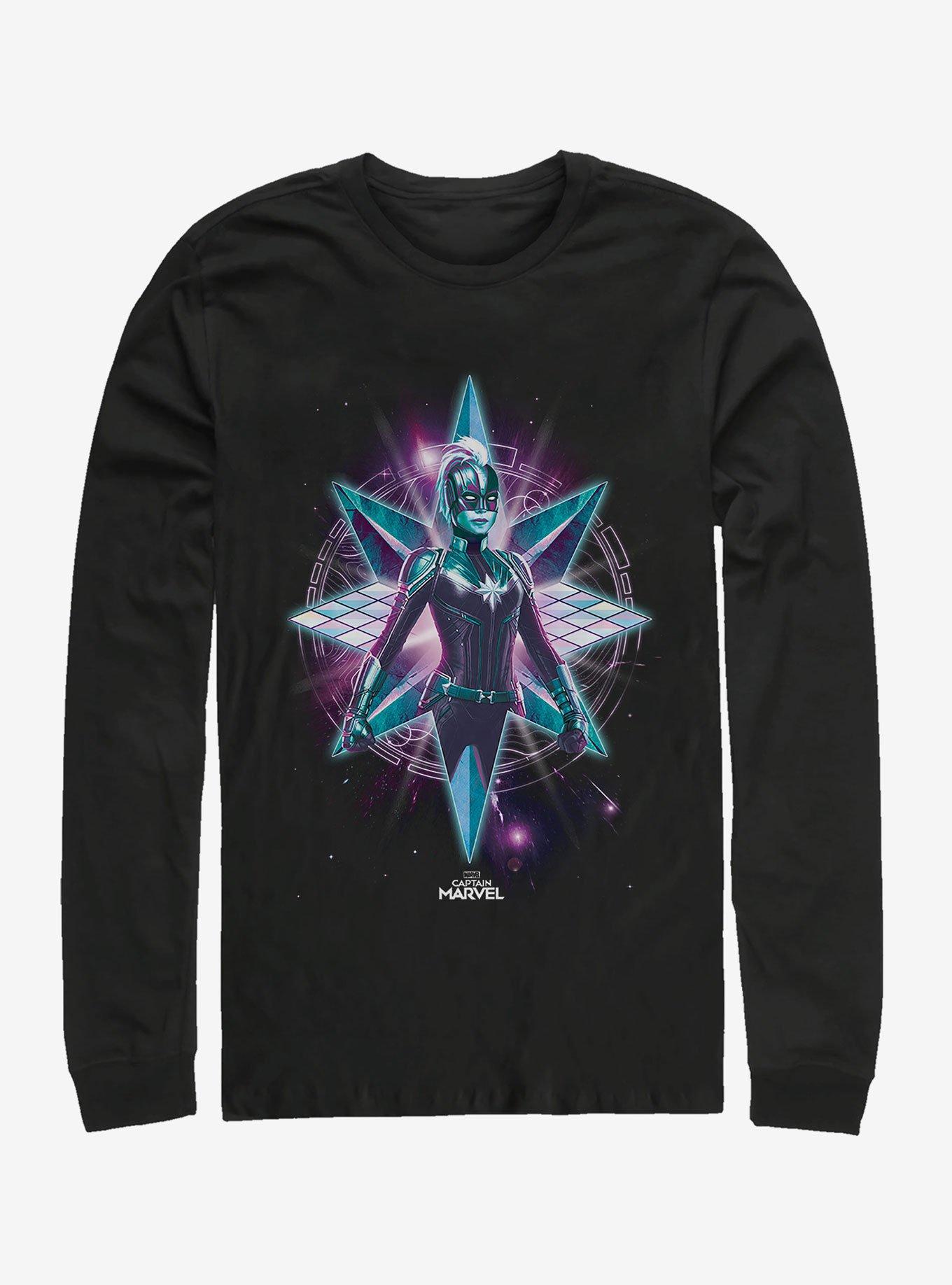 Marvel Captain Marvel Star Warrior Long-Sleeve T-Shirt, BLACK, hi-res