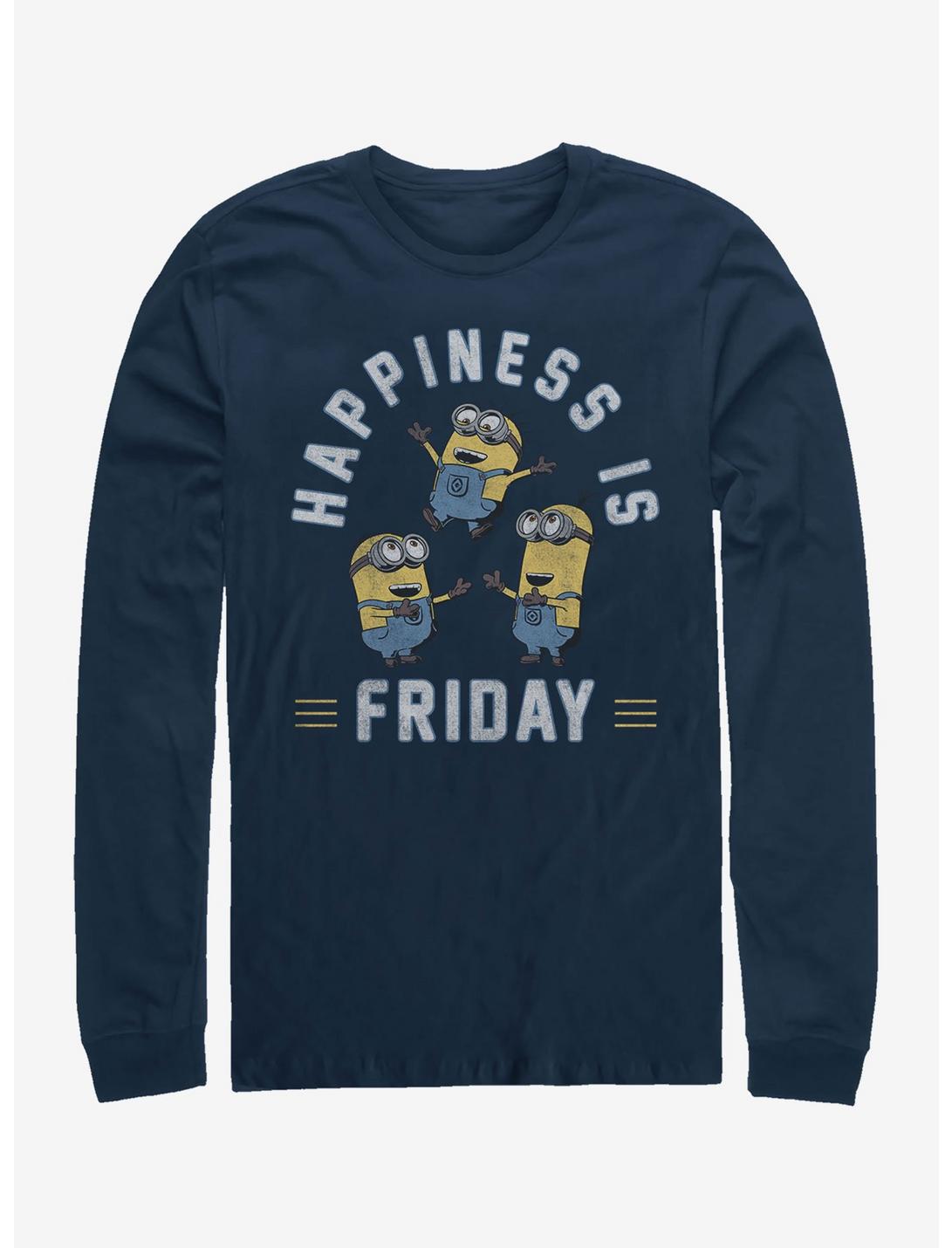 Minions Happiness is Friday Long-Sleeve T-Shirt, NAVY, hi-res