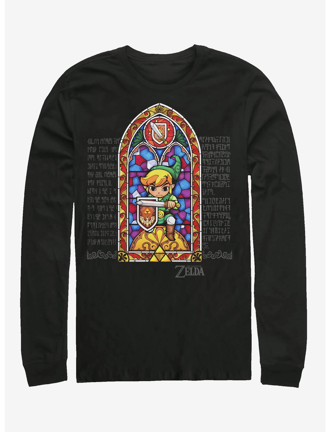 The Legend Of Zelda Stained Glass Long-Sleeve T-Shirt, BLACK, hi-res