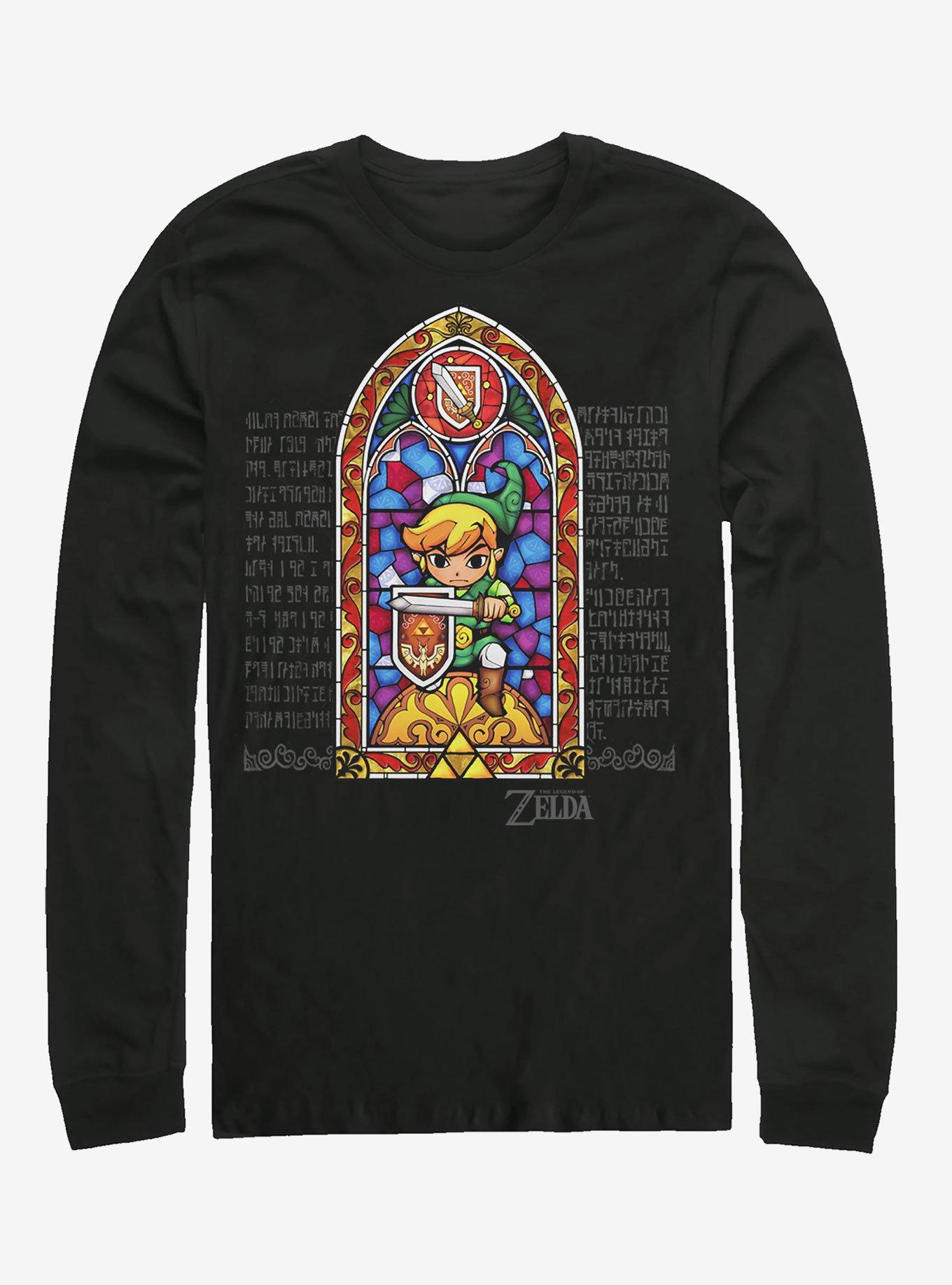 The Legend Of Zelda Stained Glass Long-Sleeve T-Shirt, BLACK, hi-res