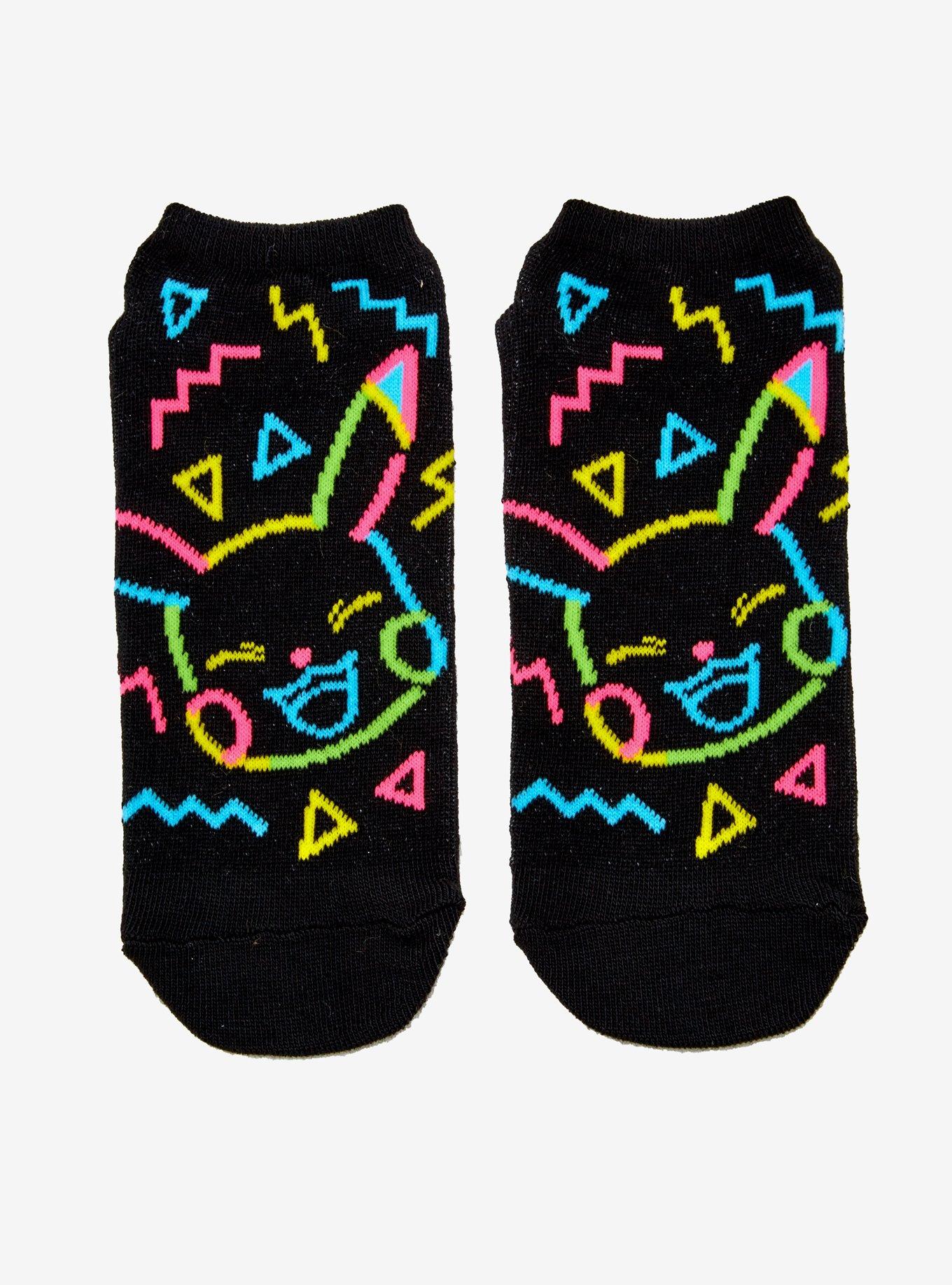 Pokemon Neon Pikachu No-Show Socks, , hi-res