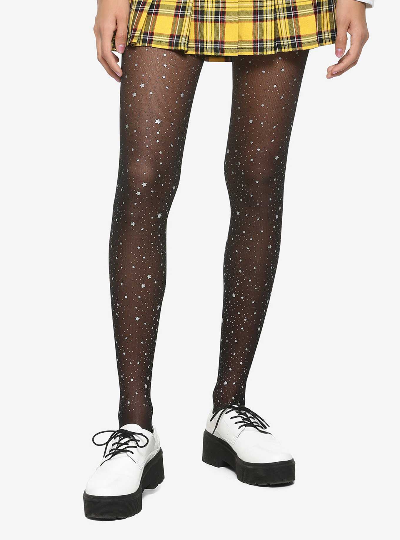 Red star tights with gold or silver print - Virivee Tights