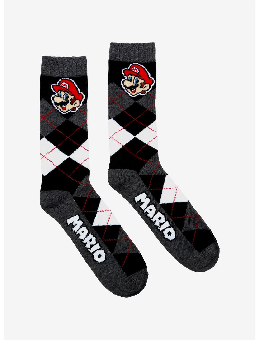 Super Mario Bros. Argyle Mario Crew Socks, , hi-res