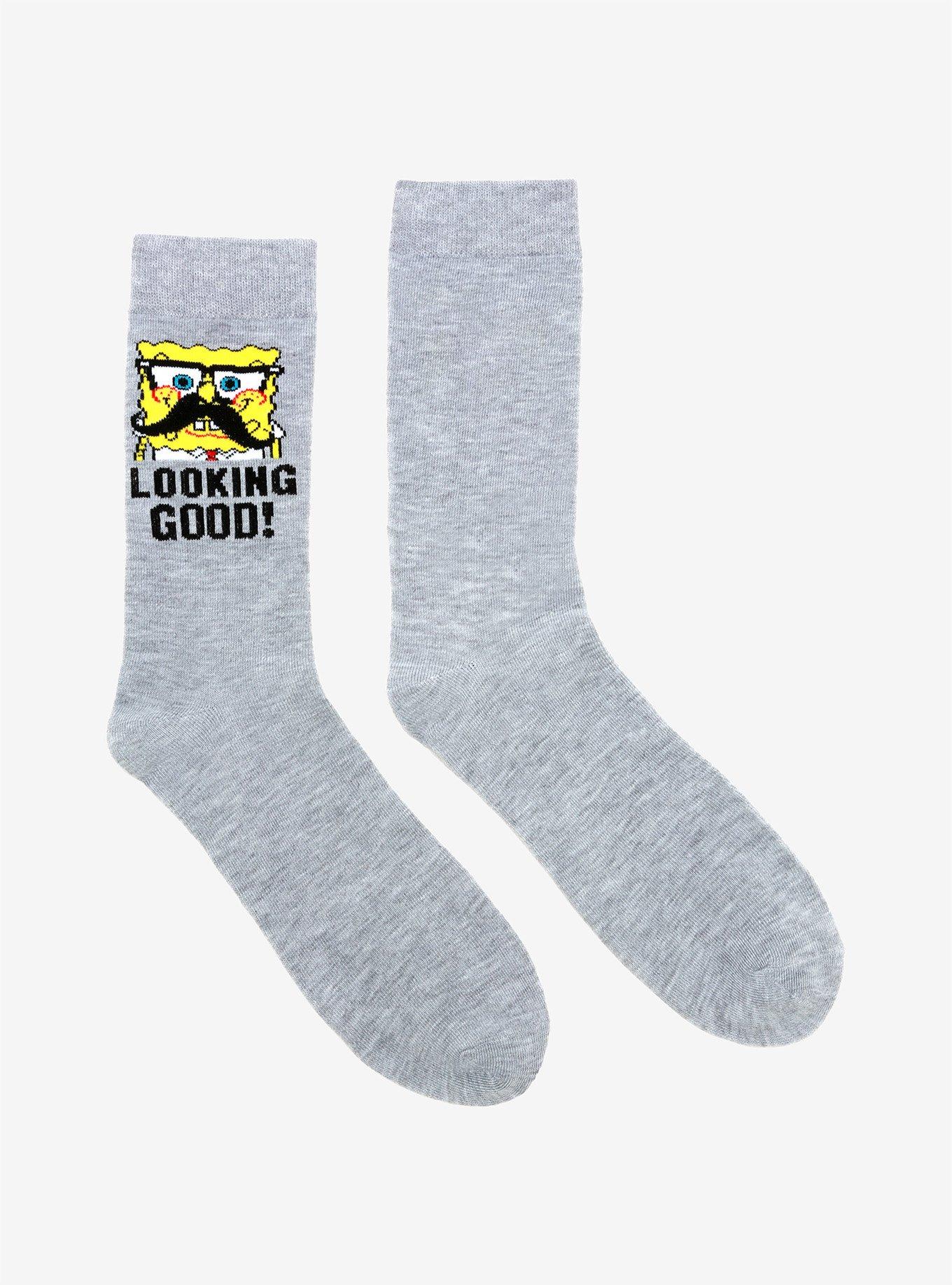 SpongeBob SquarePants Mustache Crew Socks, , hi-res