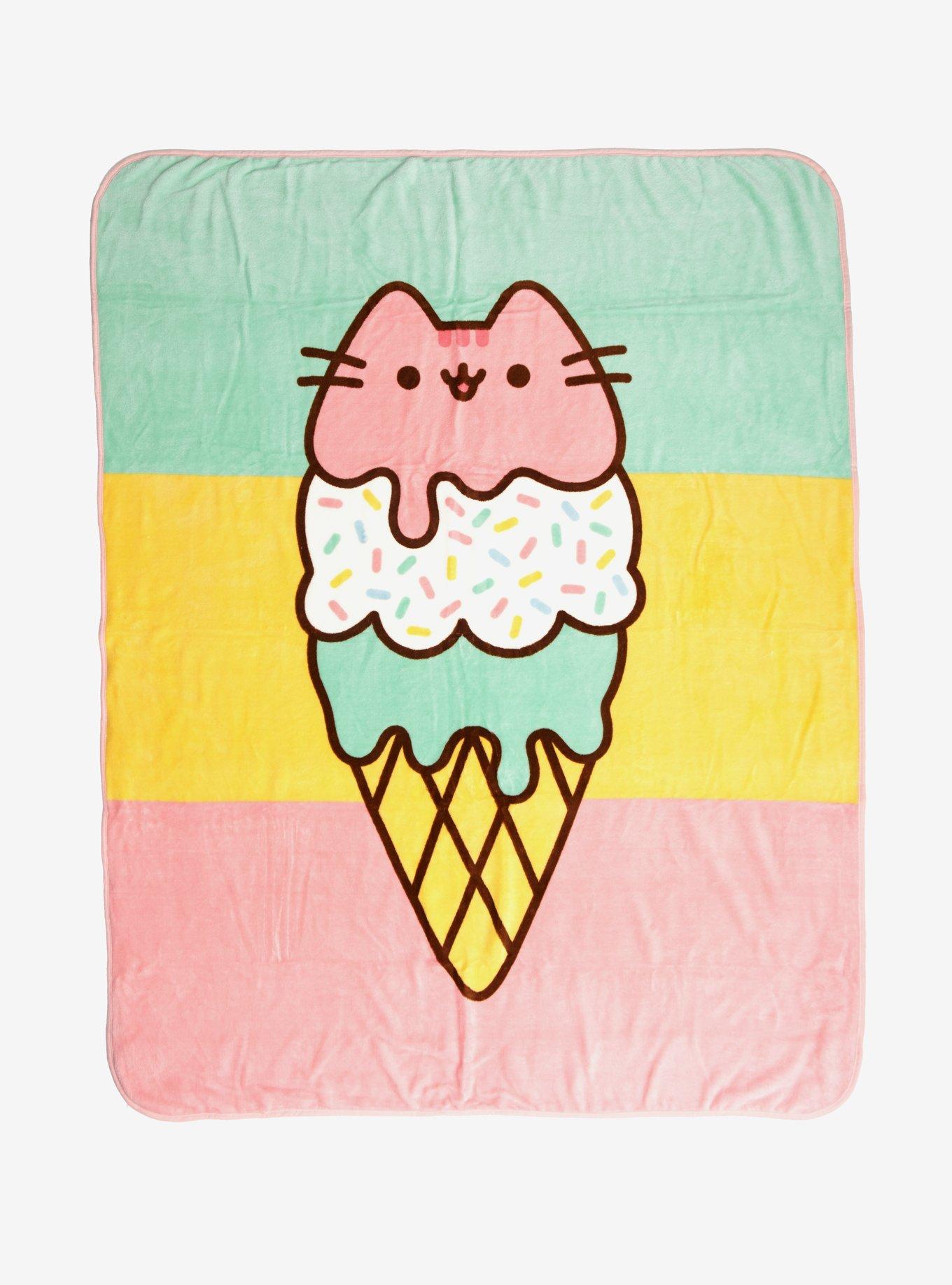 Pusheen Pastel Ice Cream Plush Throw Blanket, , hi-res