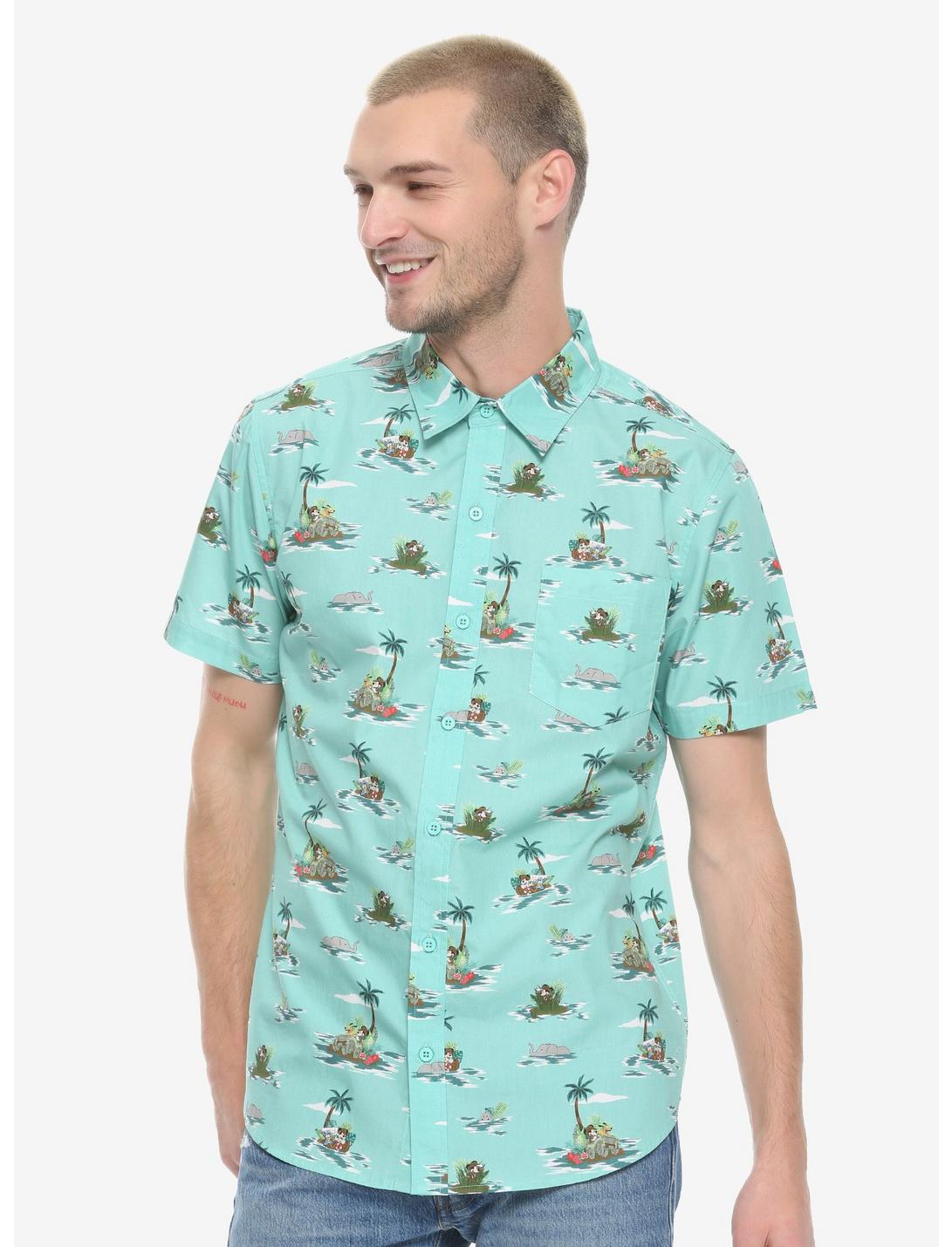Our Universe Disney Mickey Mouse Safari Woven Button-Up - BoxLunch Exclusive, BLUE, hi-res