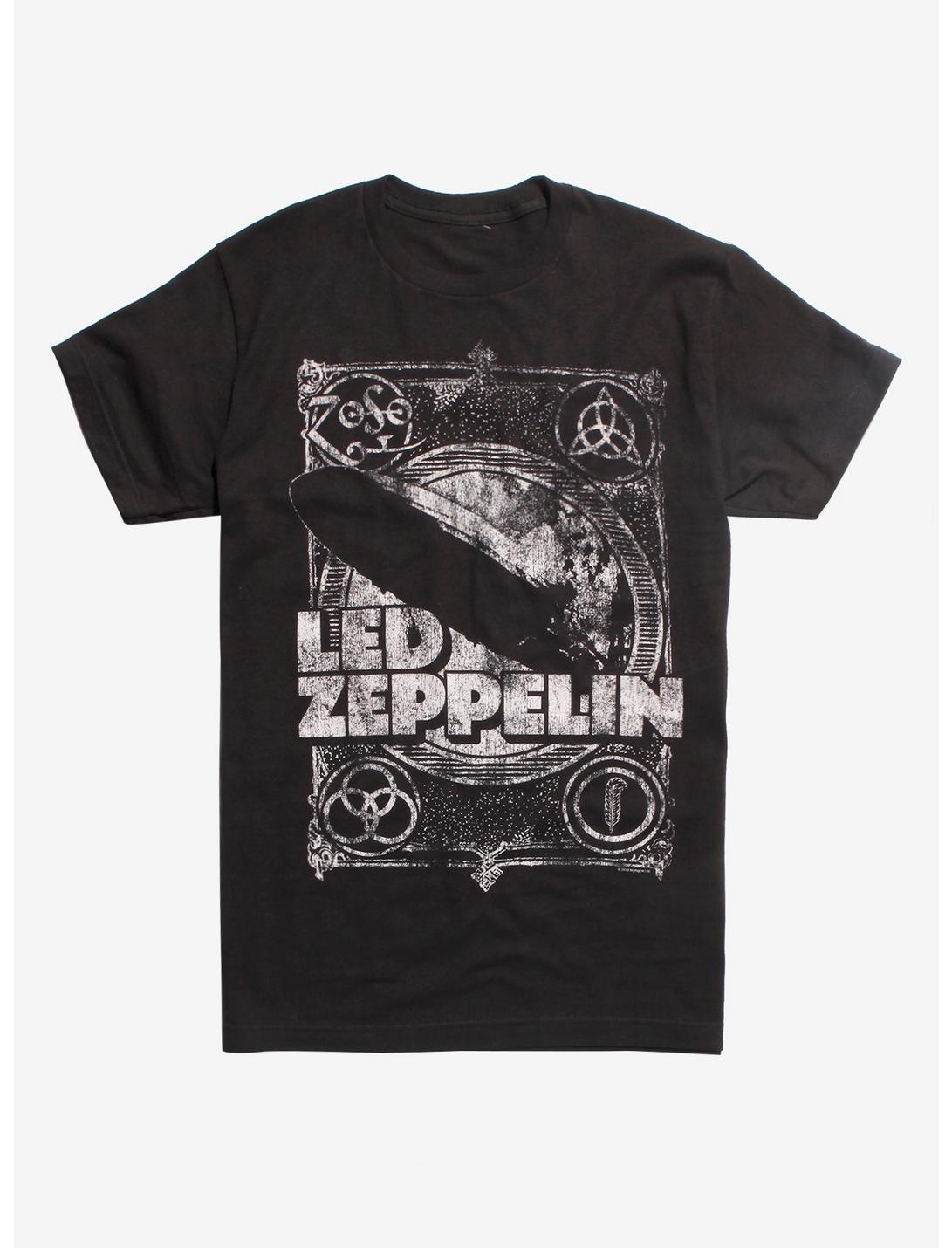 Led Zeppelin Zoso Blimp Distressed Print T-Shirt, BLACK, hi-res