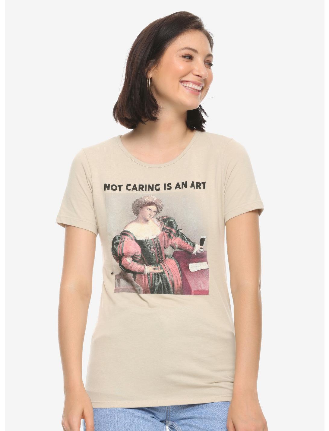 Not Caring is an Art Apathetic Women's T-Shirt - BoxLunch Exclusive, WHITE, hi-res