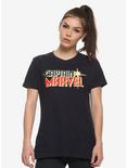 Marvel Captain Marvel Emblem Womens T-Shirt - BoxLunch Exclusive, NAVY, hi-res