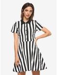 Black & White Stripe Collared Dress, BLUE-WHITE STRIPE, hi-res