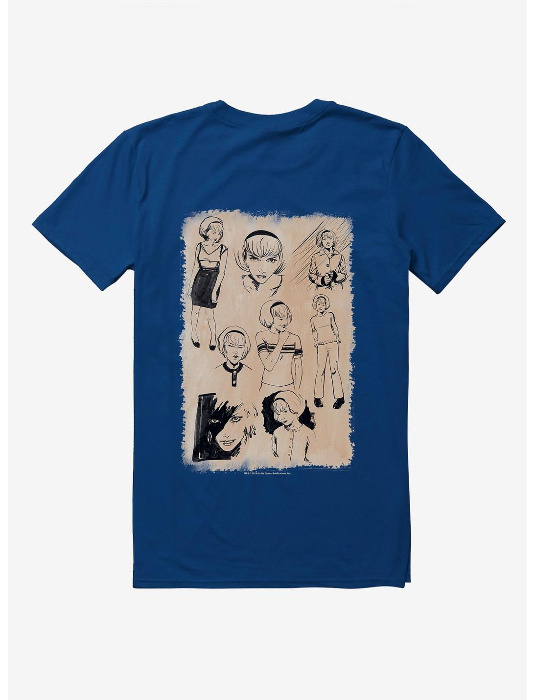Chilling Adventures Of Sabrina Sketches White T-Shirt, NAVY, hi-res
