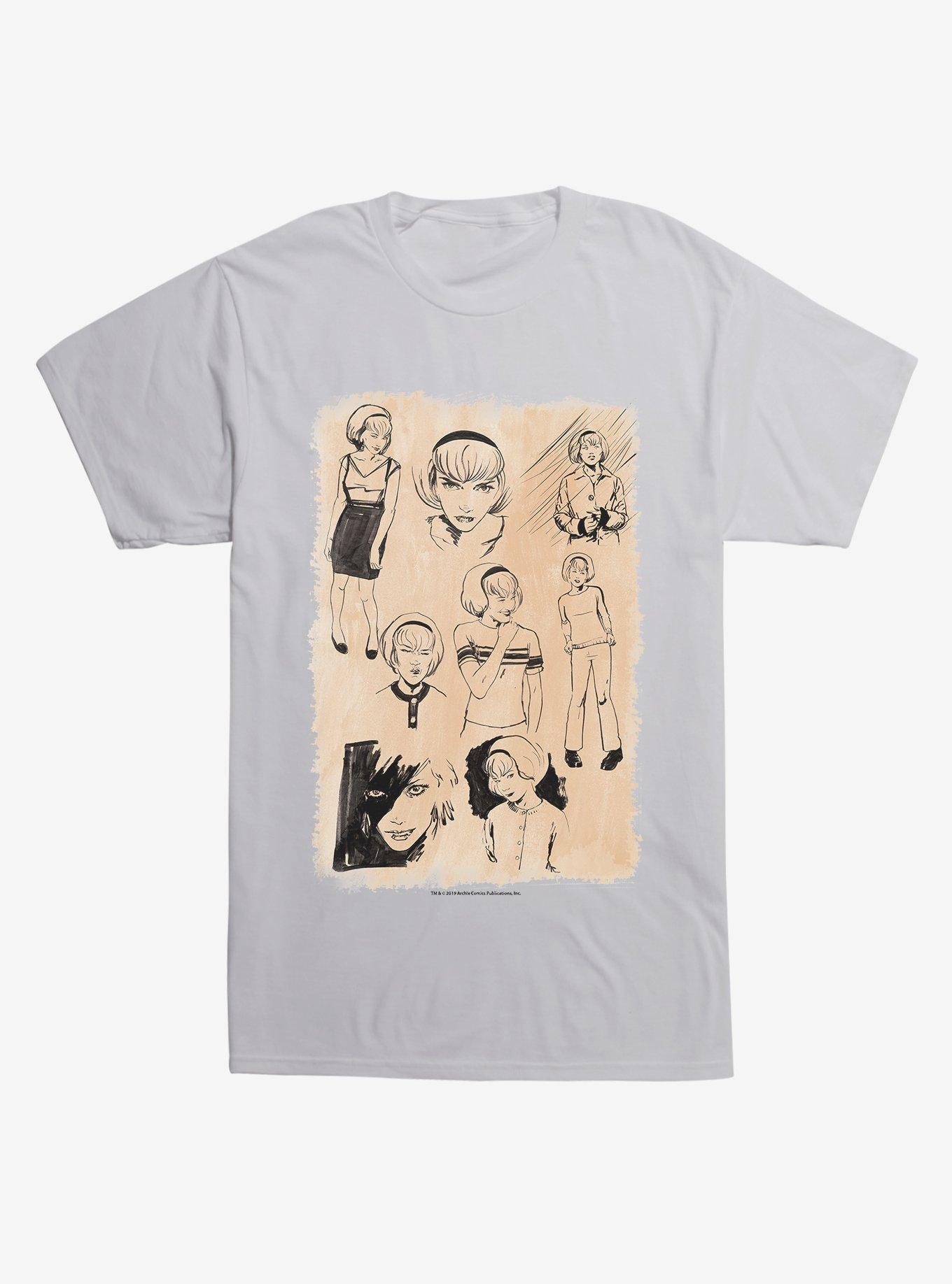 Chilling Adventures Of Sabrina Sketches White T-Shirt, , hi-res