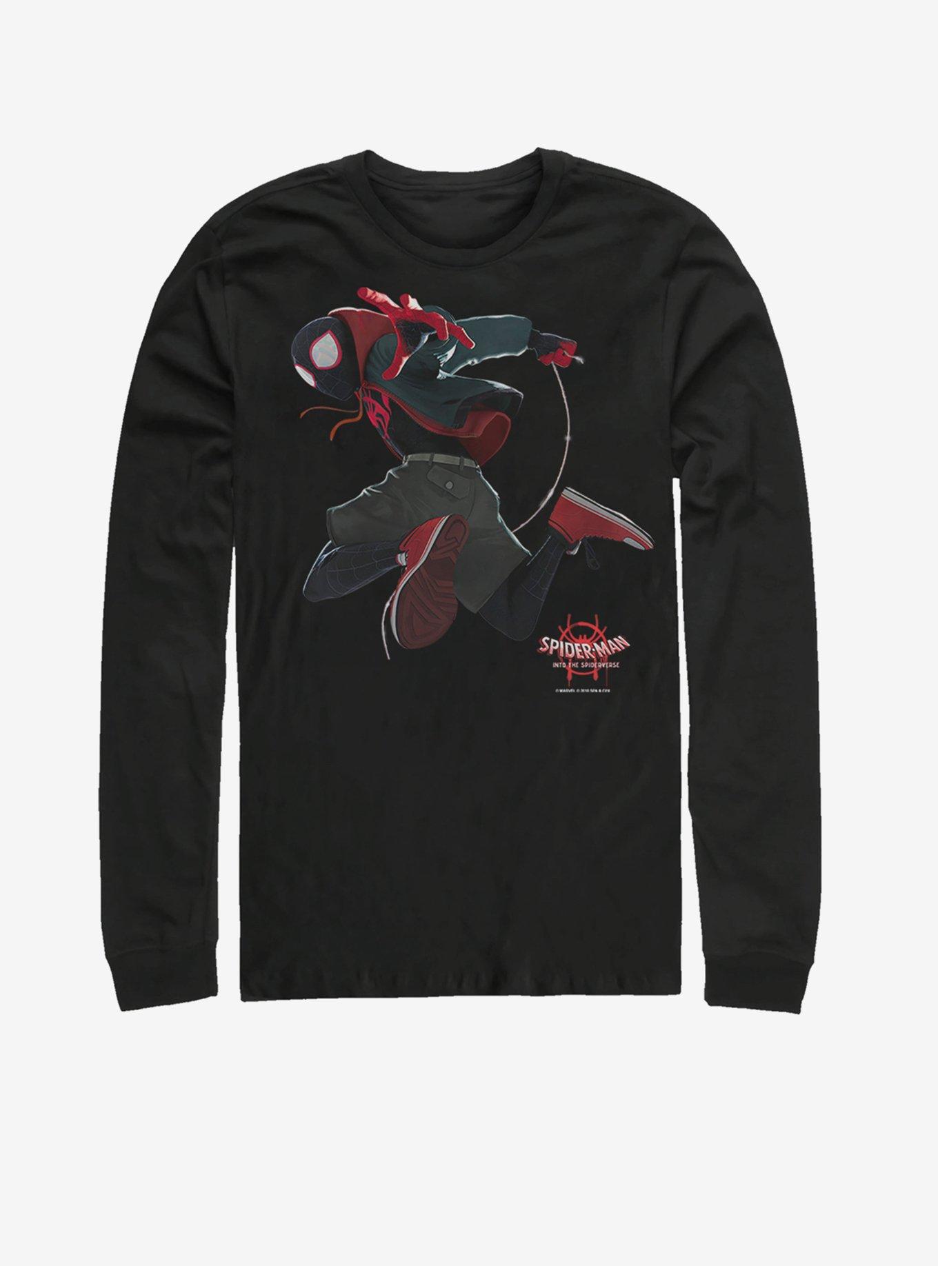 Marvel Spider-Verse Jumped Miles Long-Sleeve T-Shirt, BLACK, hi-res