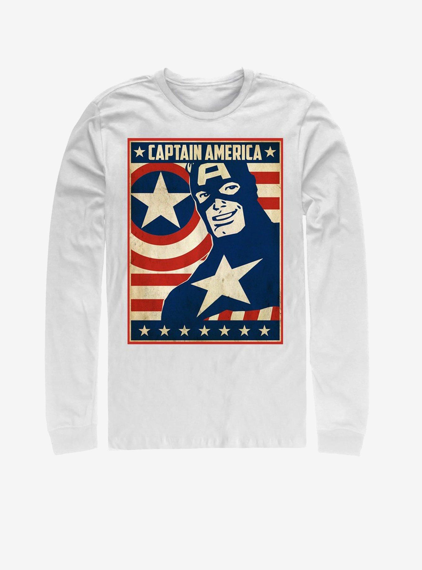 Marvel Captain America Da Poster Long-Sleeve T-Shirt, WHITE, hi-res