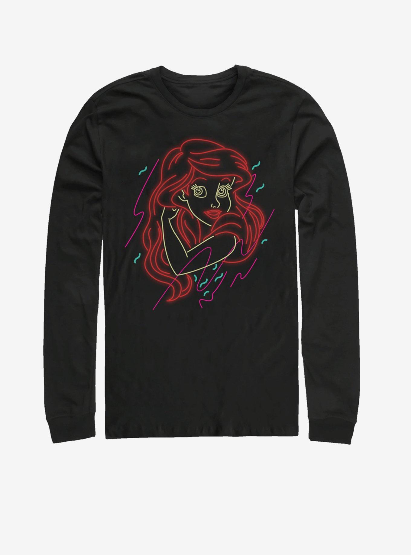 Disney The Little Mermaid Phosphorescent Beach Long-Sleeve T-Shirt, BLACK, hi-res