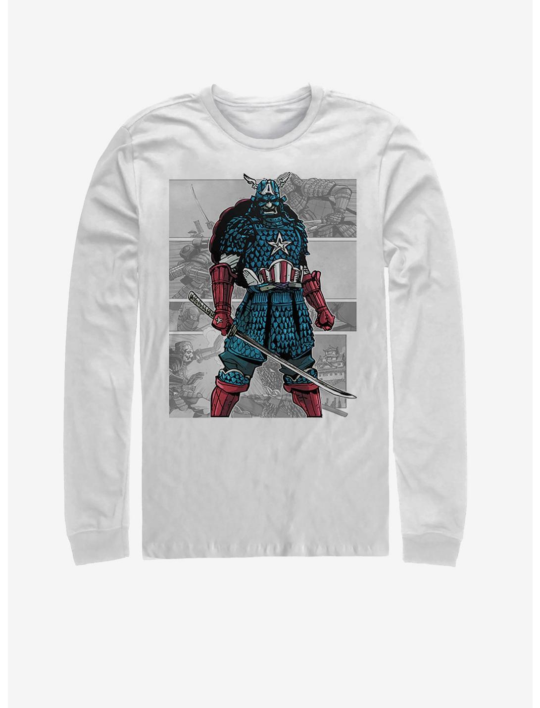 Marvel Captain America USA Samurai Long-Sleeve T-Shirt, WHITE, hi-res