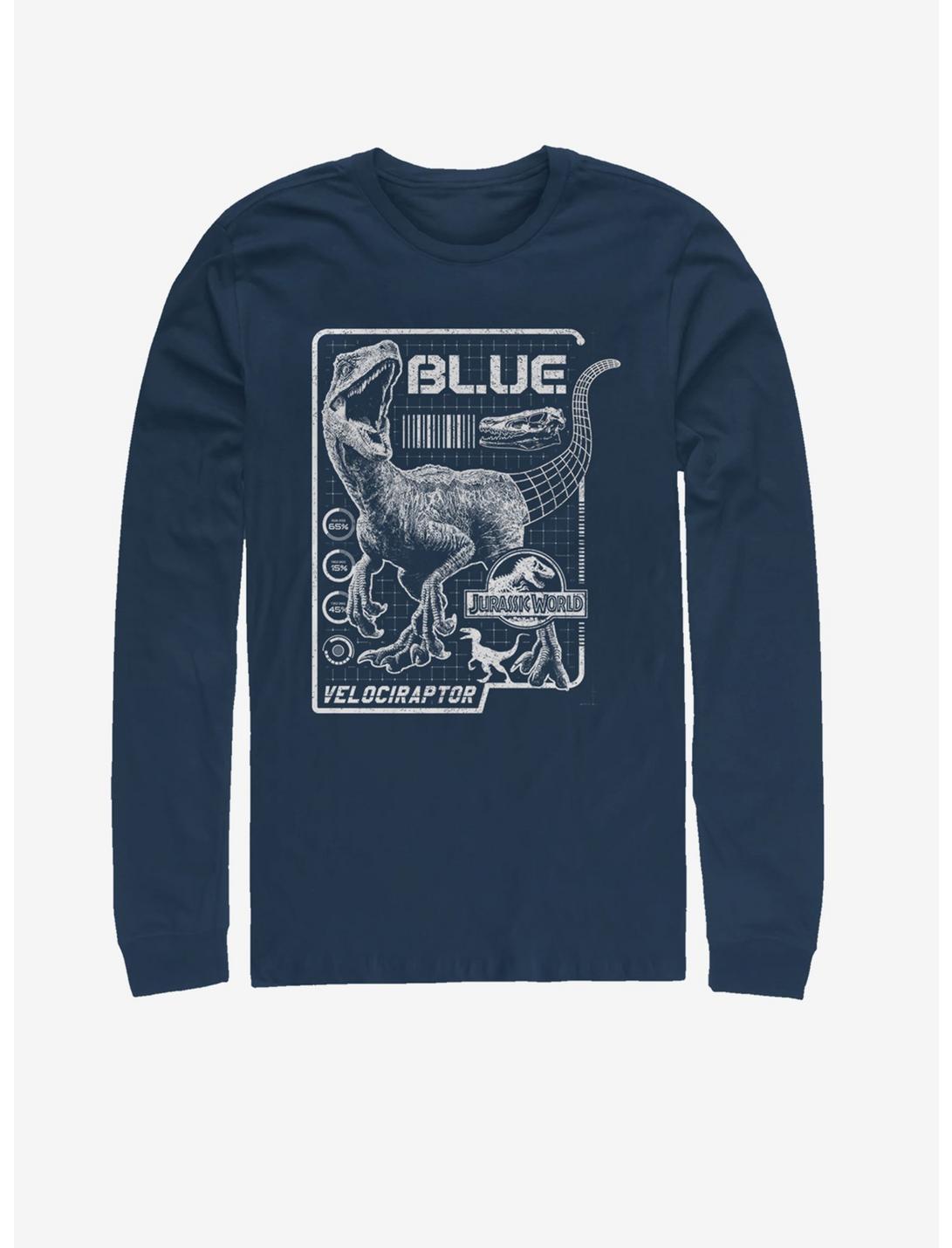 Jurassic Park Jurassic Raptor Blue Print Long-Sleeve T-Shirt, NAVY, hi-res
