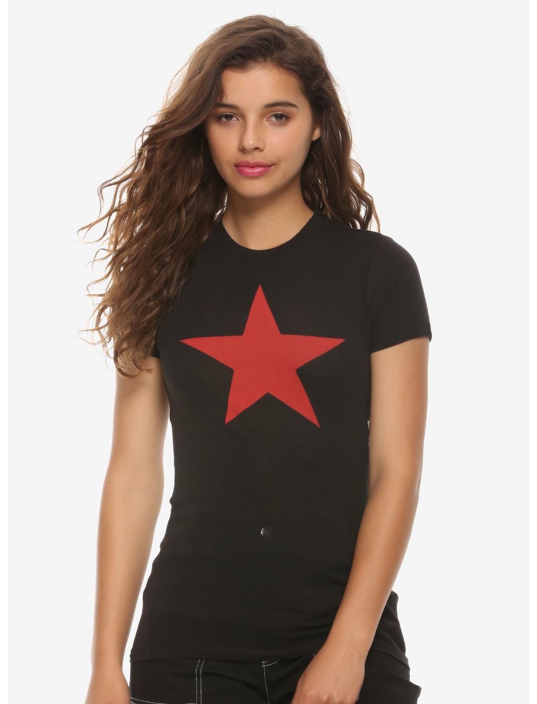 Rage Against The Machine Red Star Girls T-Shirt, BLACK, hi-res