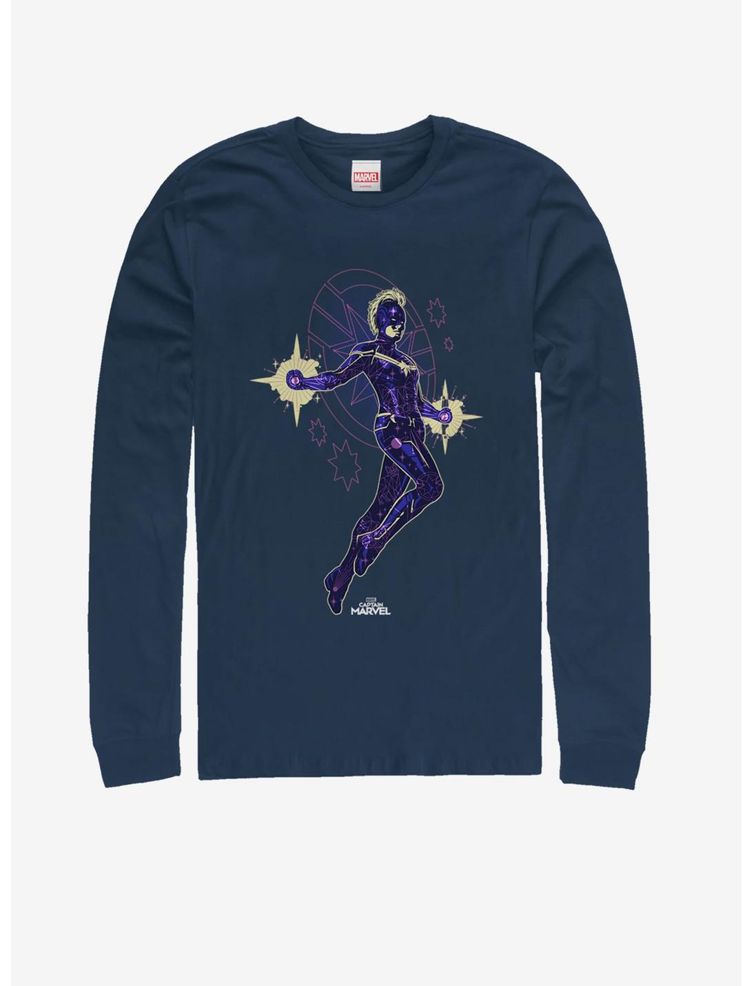 Marvel Captain Marvel Flying Star Long-Sleeve T-Shirt, NAVY, hi-res