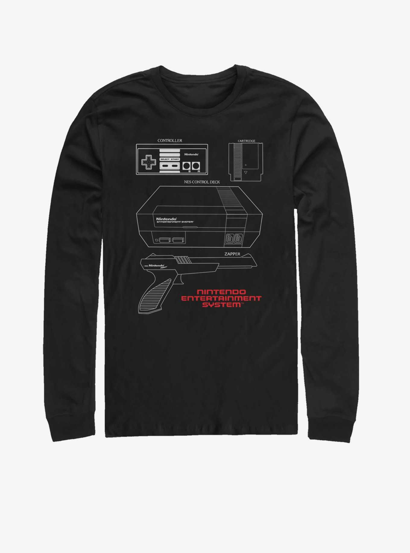 Nintendo NES Schematic Long-Sleeve T-Shirt, , hi-res