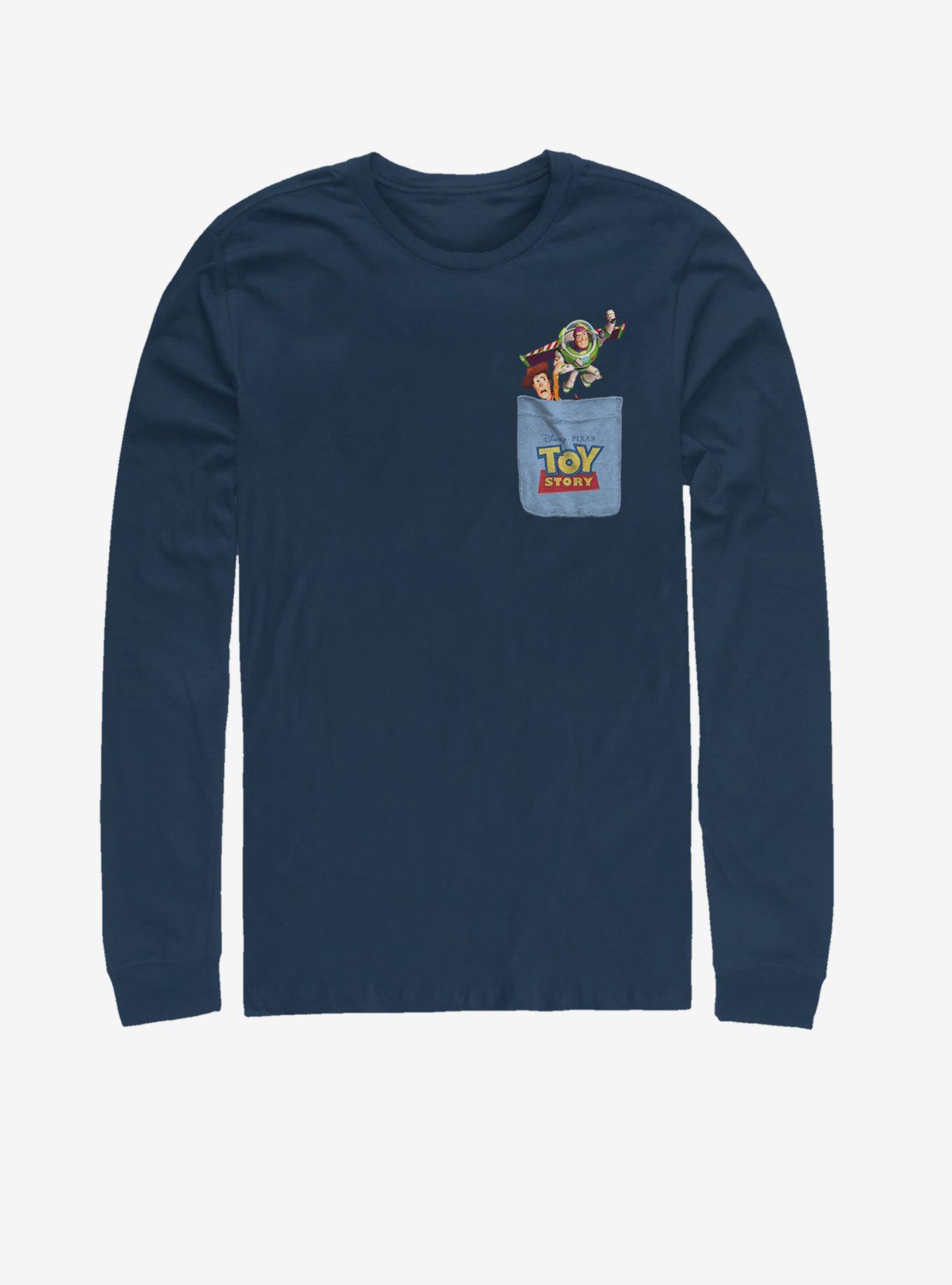 Disney Pixar Toy Story Buzz Woody Faux Pocket Long-Sleeve T-Shirt, NAVY, hi-res