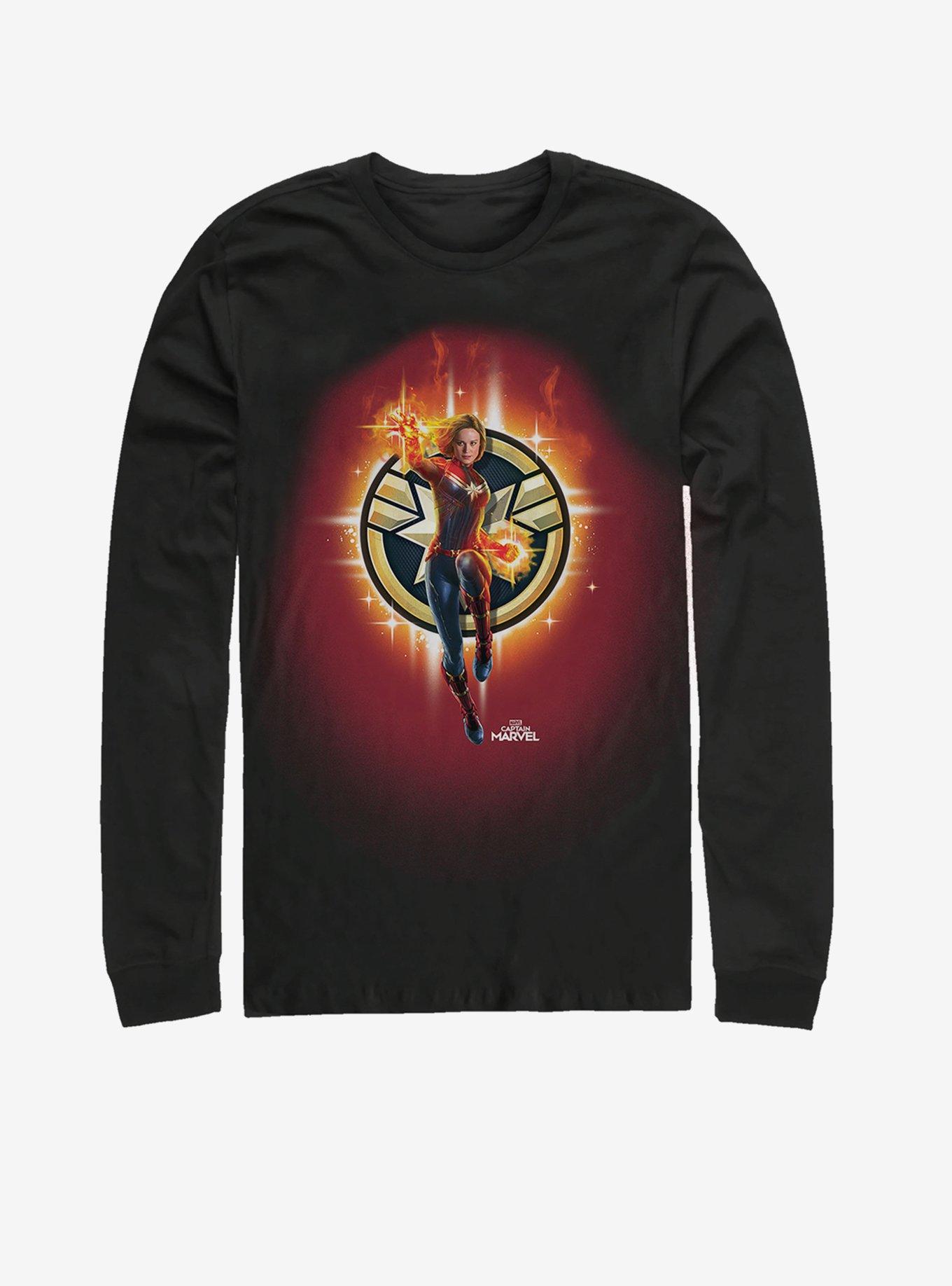 Marvel Captain Marvel Flame Logo Long-Sleeve T-Shirt, BLACK, hi-res