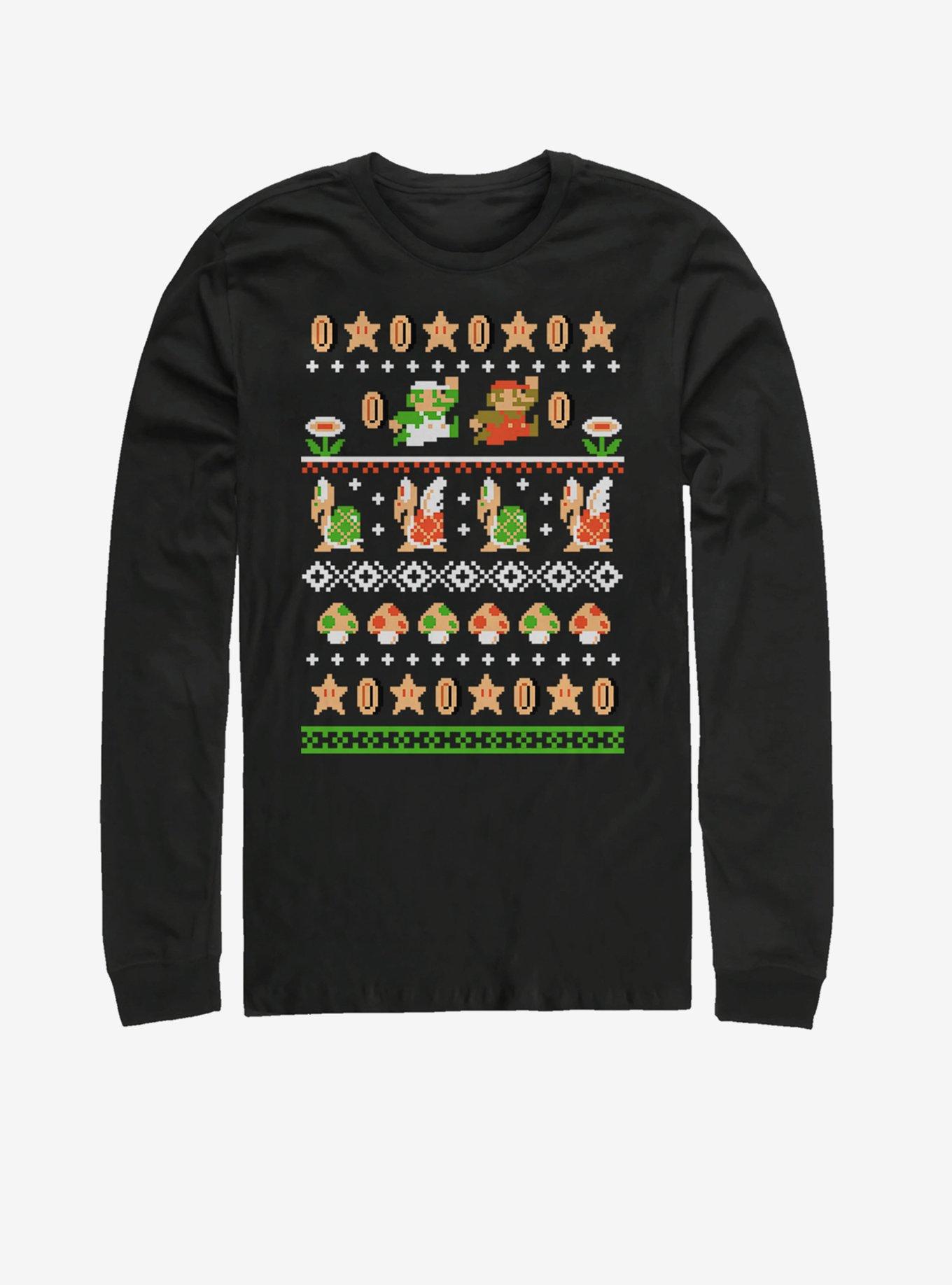 Super Mario Nordic Pattern Long-Sleeve T-Shirt, , hi-res