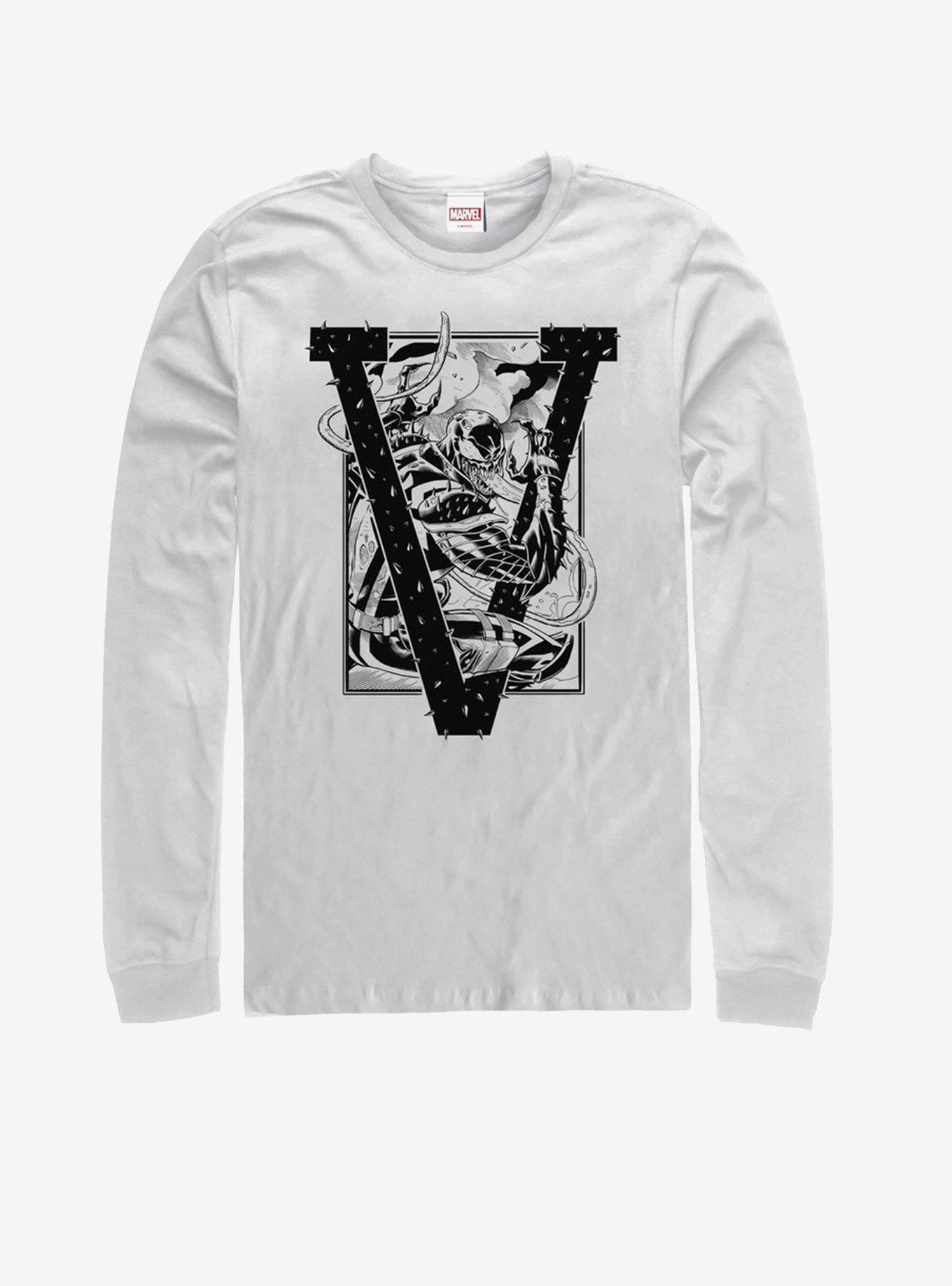 Marvel Venom V is for Venom Long-Sleeve T-Shirt, WHITE, hi-res
