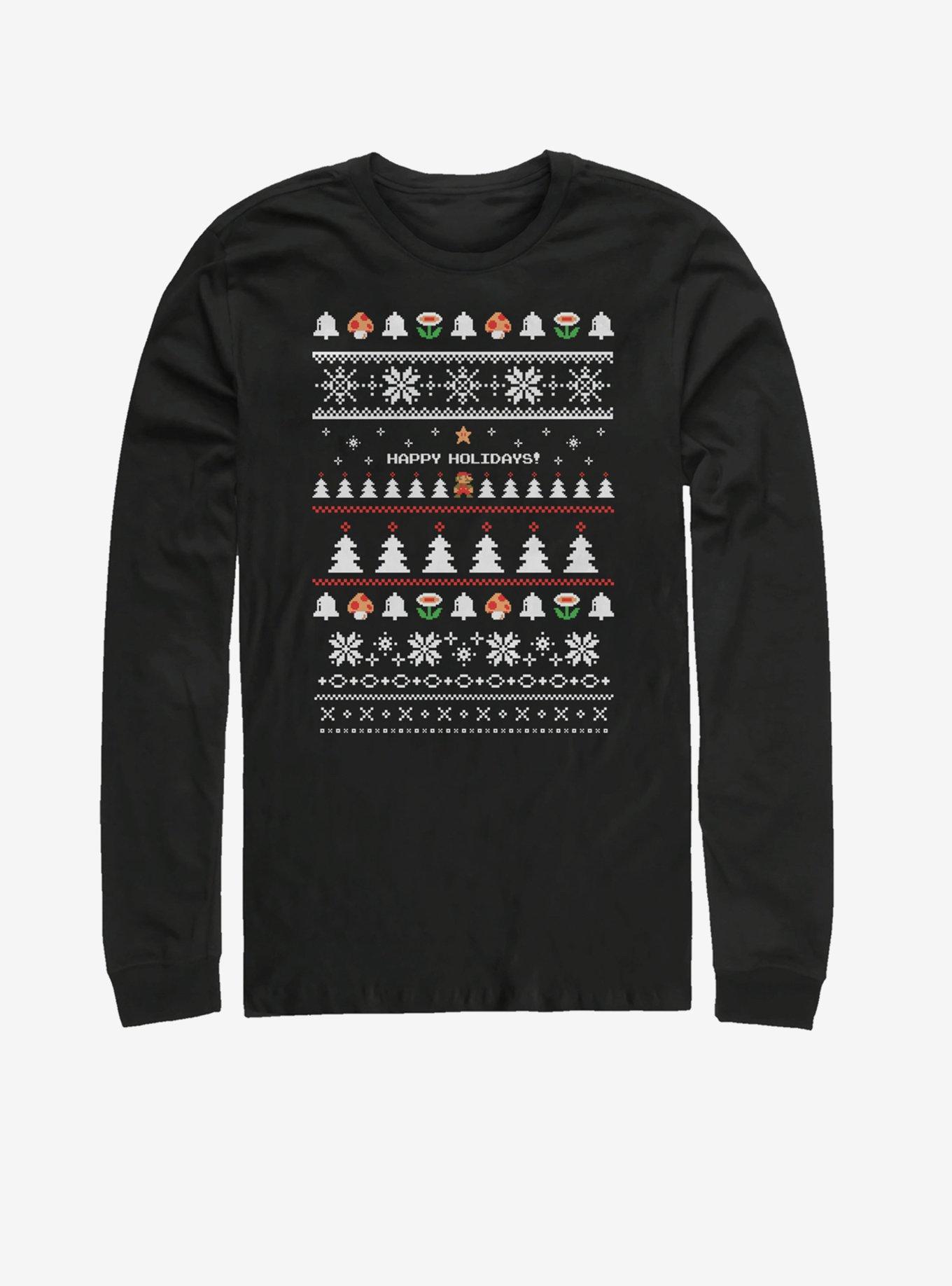 Super Mario Itsa Holiday Long-Sleeve T-Shirt, BLACK, hi-res
