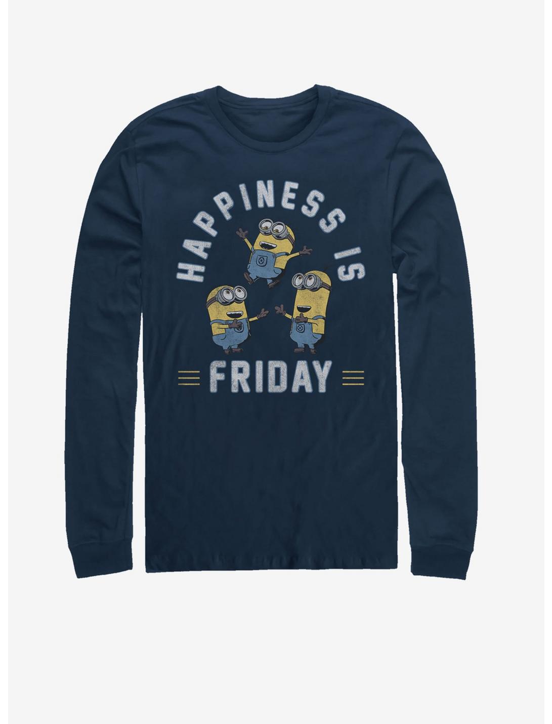 Universal Minion Happiness Is Friday Long-Sleeve T-Shirt, NAVY, hi-res