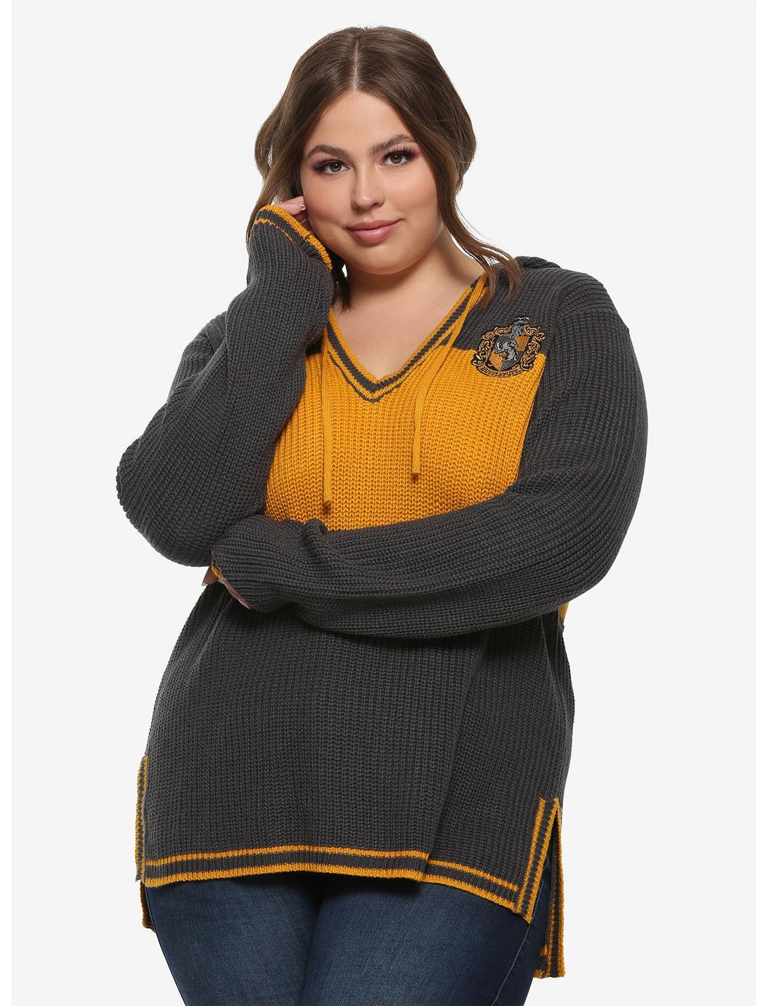Harry Potter Hufflepuff Girls Hooded Sweater Plus Size, YELLOW, hi-res