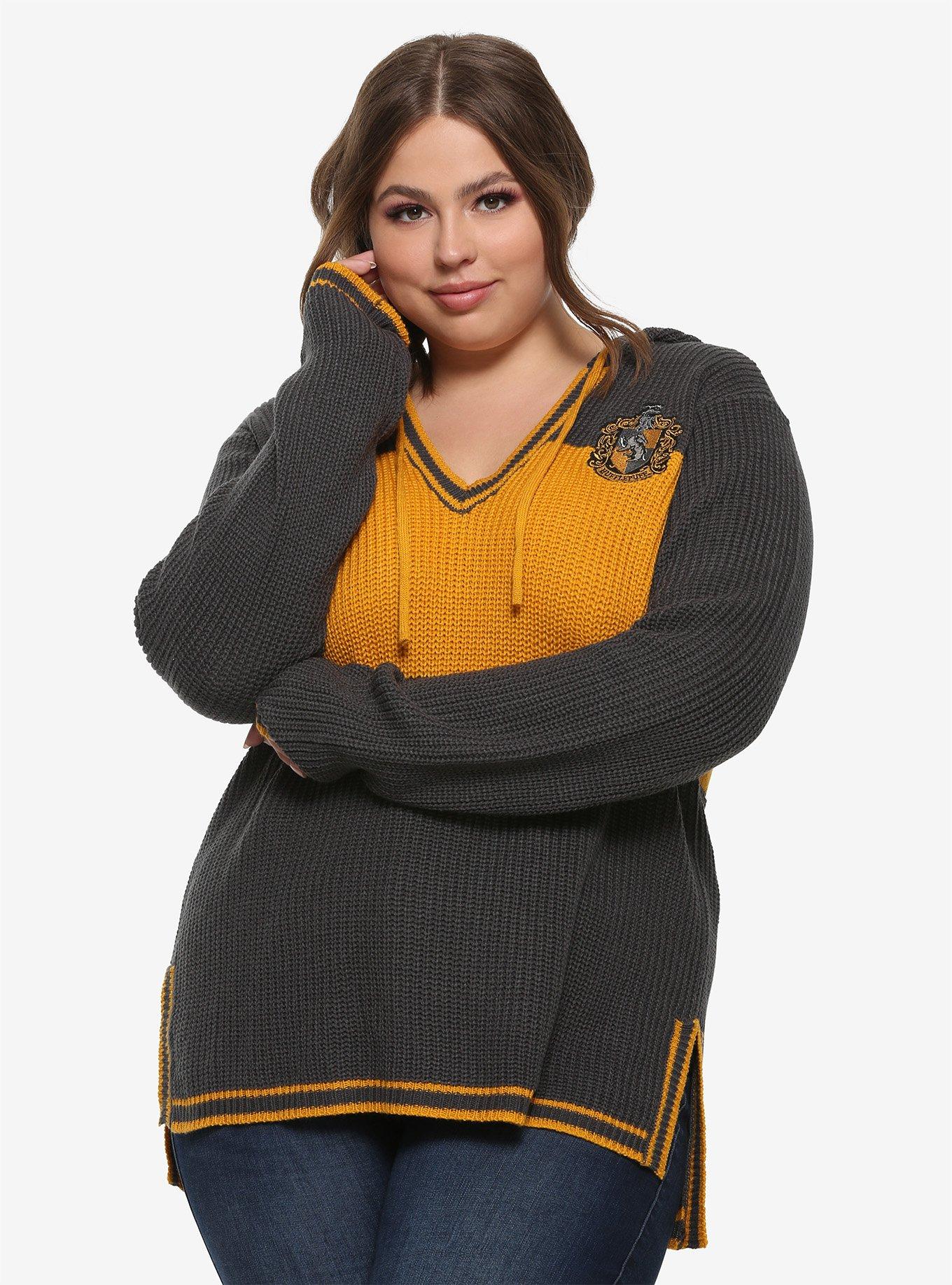 Harry Potter Hufflepuff Girls Hooded Sweater Plus Size, YELLOW, hi-res