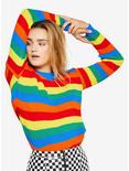 Daisy Street Rainbow Stripe Girls Sweater, RAINBOW, hi-res