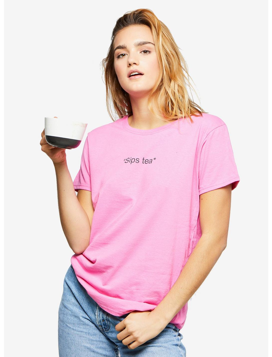 Daisy Street Sips Tea Girls T-Shirt, PINK, hi-res